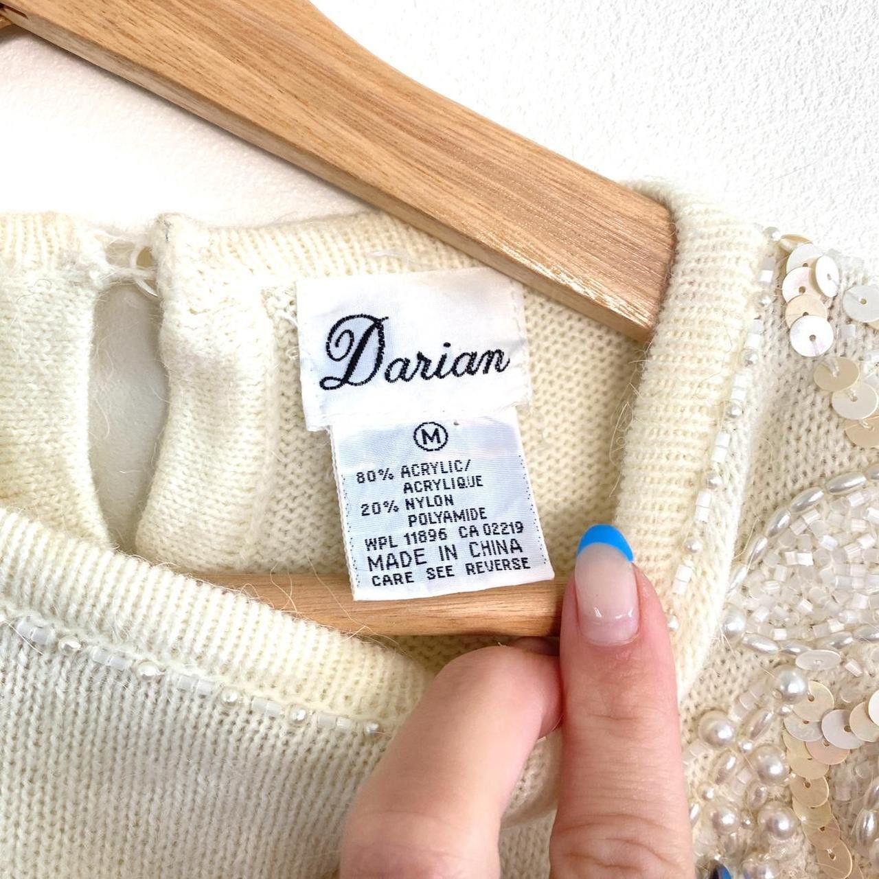 Vintage DARIAN CREAM BEADED SWEATER DRESS WOMENS SIZE MEDIUM VINTAGE Size M / US 6-8 / IT 42-44 - 6 Thumbnail