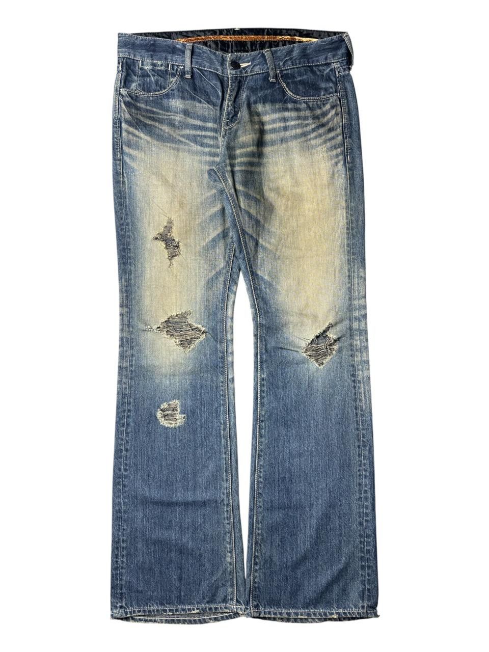 Japanese Brand 2000s Murder License Japan Distressed Flared Jeans Size US 34 / EU 50 - 1 Thumbnail