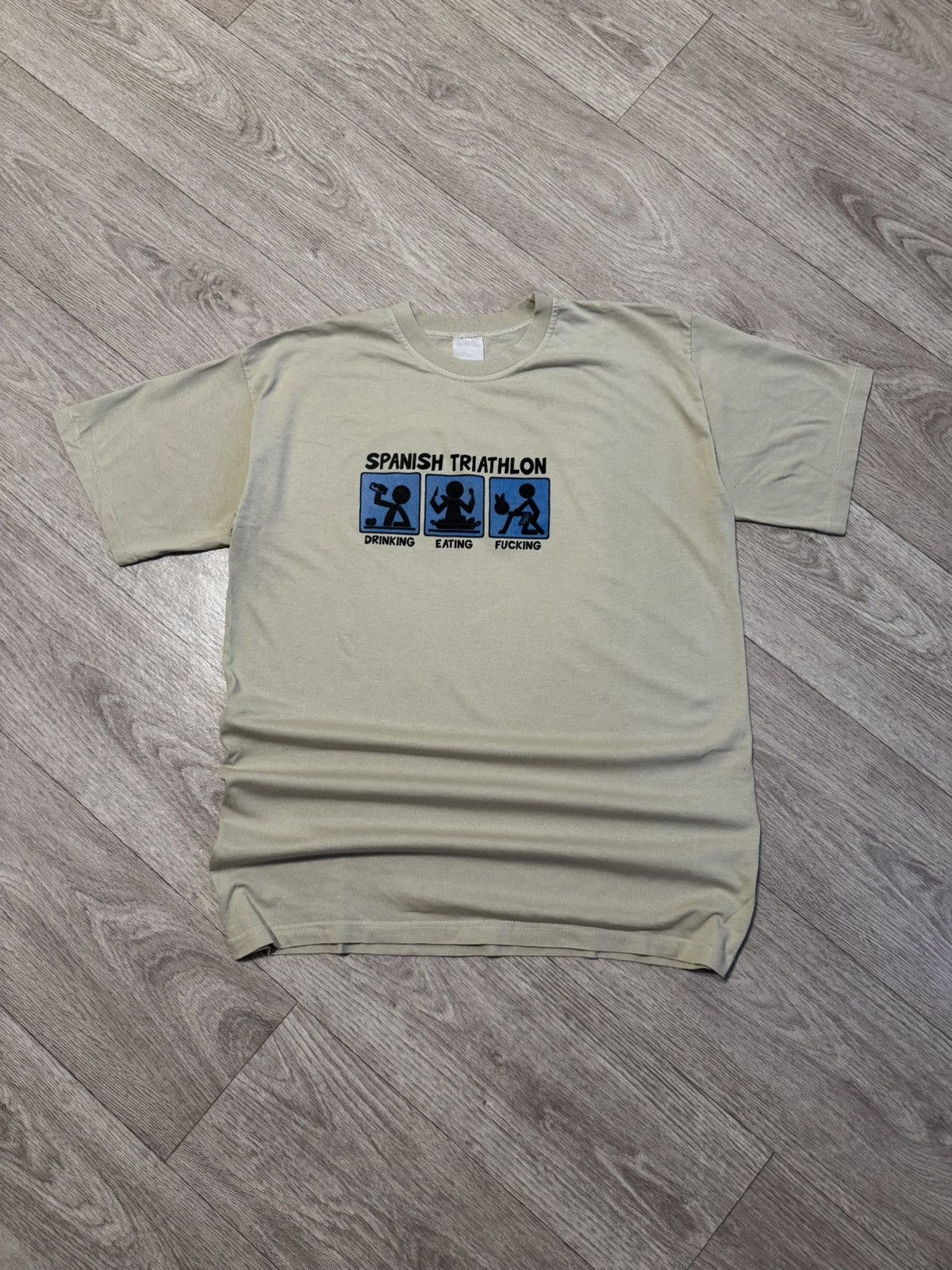 Vintage 🔷Vintage Spanish Triathlon Crazy Humor T-shirt Size US XL / EU 56 / 4 - 1 Thumbnail