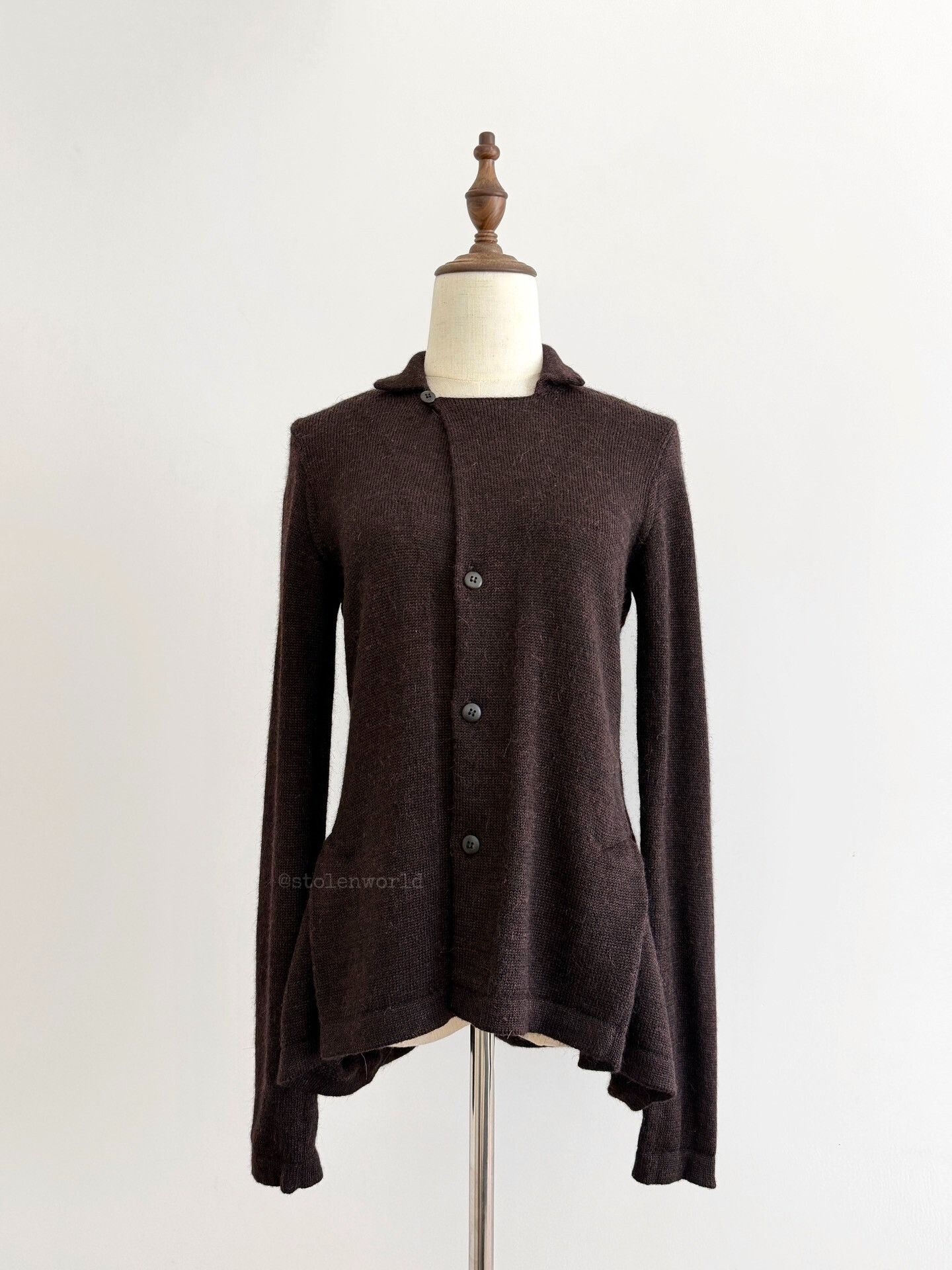Y's unique brown wool knit cardigan Size M / US 6-8 / IT 42-44 - 1 Thumbnail