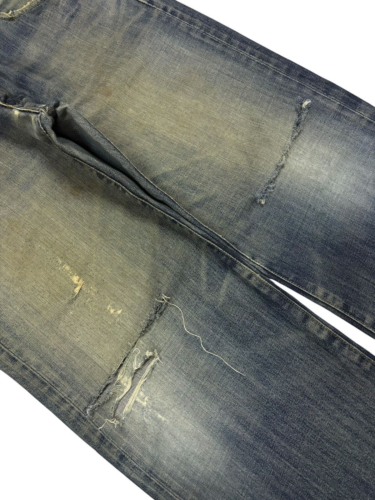 Japanese Brand × Kaihara Denim 90s Vintage Uniqlo S-003 Distressed Mud Washed Jeans Size US 37 - 3 Thumbnail