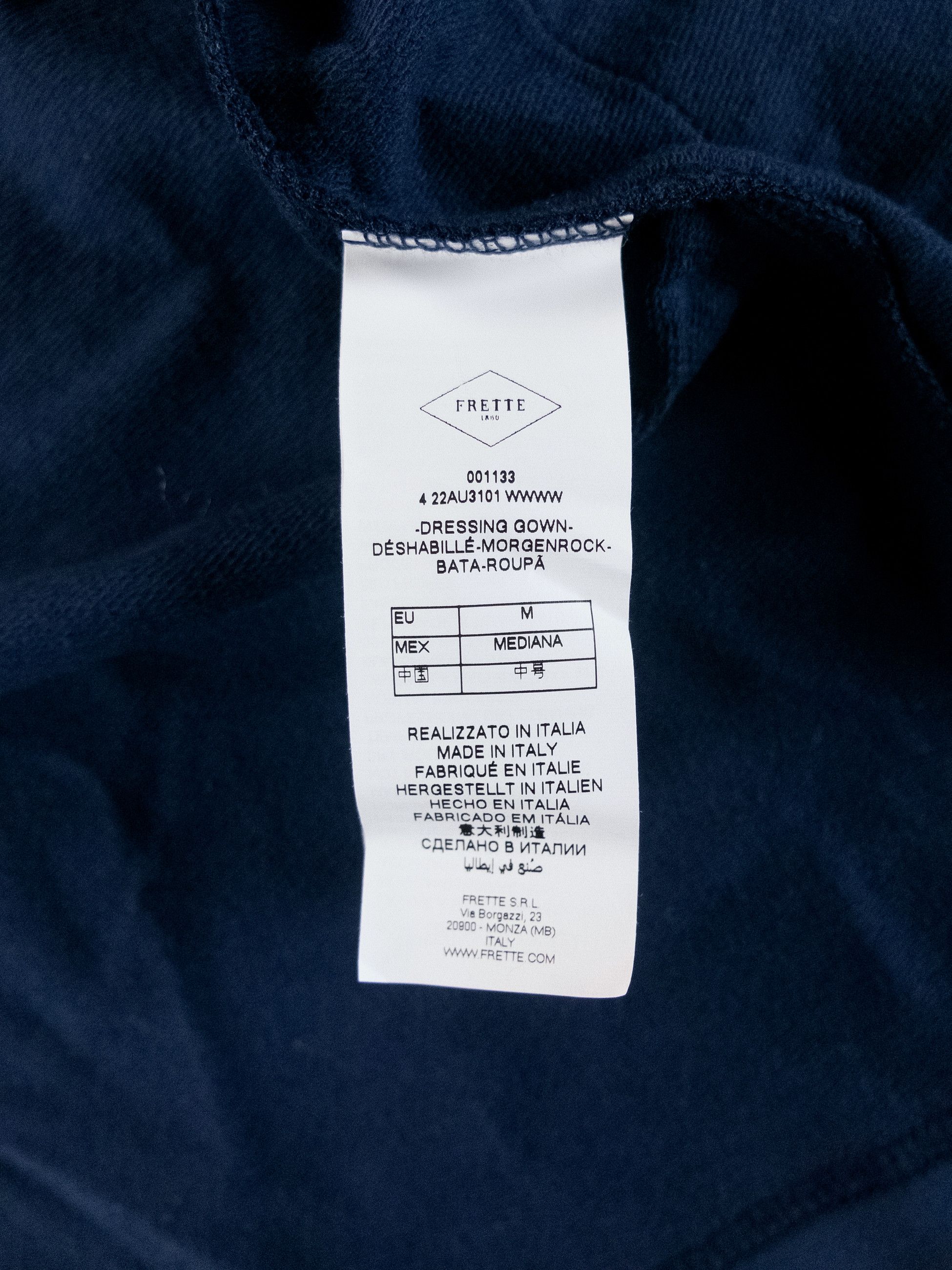 Other FRETTE blue cotton dressing gown / robe Medium pajama q Size US M / EU 48-50 / 2 - 4 Thumbnail