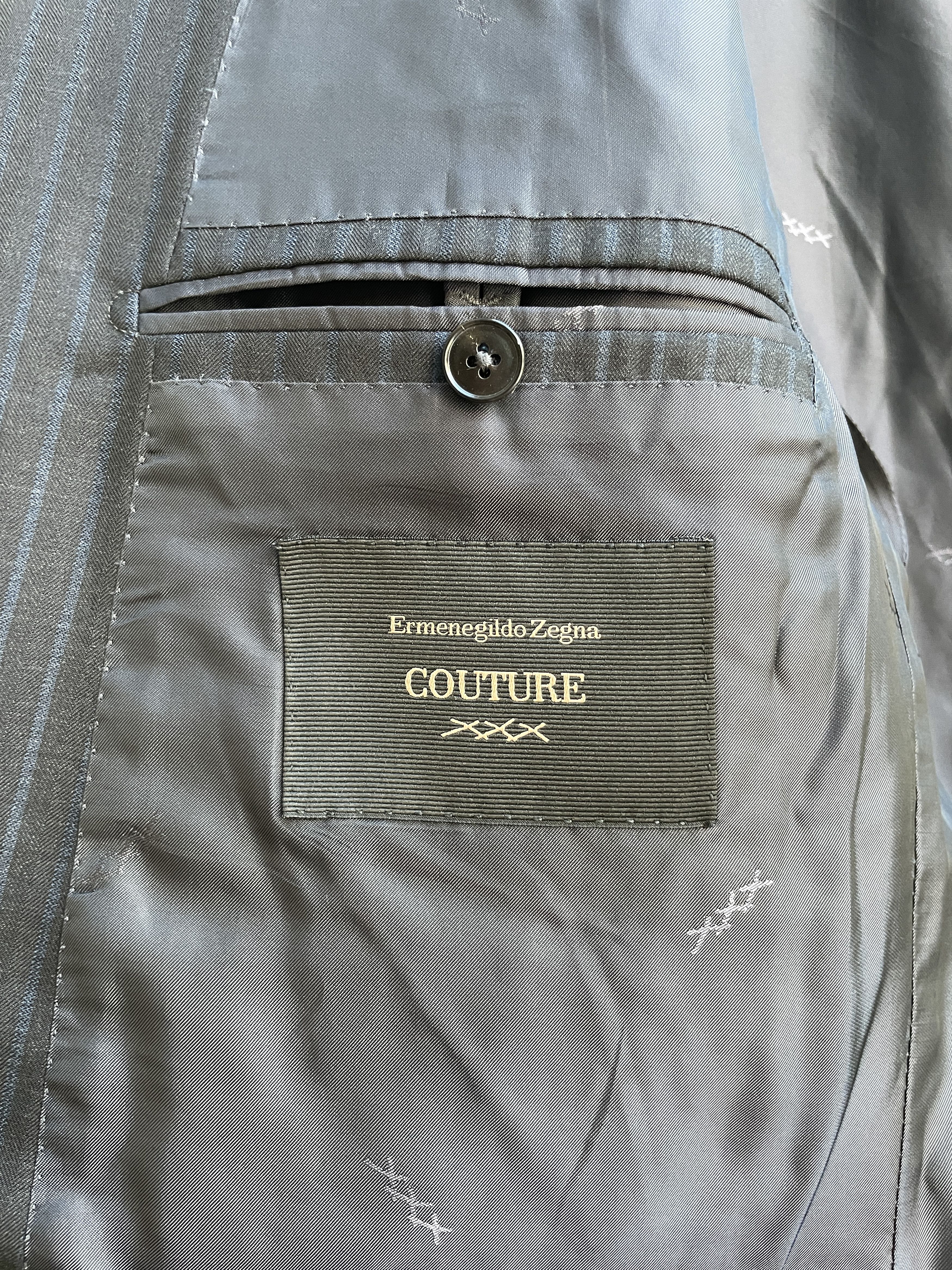 Ermenegildo Zegna Ermenegildo Zegna Couture Striped Navy Wool Suit Jacket Size 46R - 11 Thumbnail