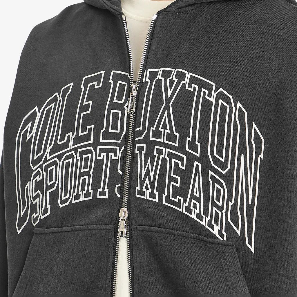 Cole Buxton Washed Black Sportswear Arc Logo Oversized Zip Hoodie Size US M / EU 48-50 / 2 - 4 Thumbnail