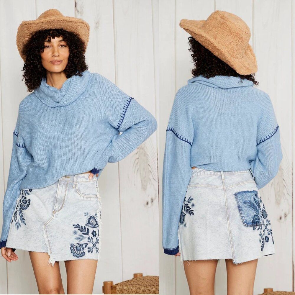 NWT New $148 Driftwood Sage Skirt X Nordic Raw-Edge-Hem Min