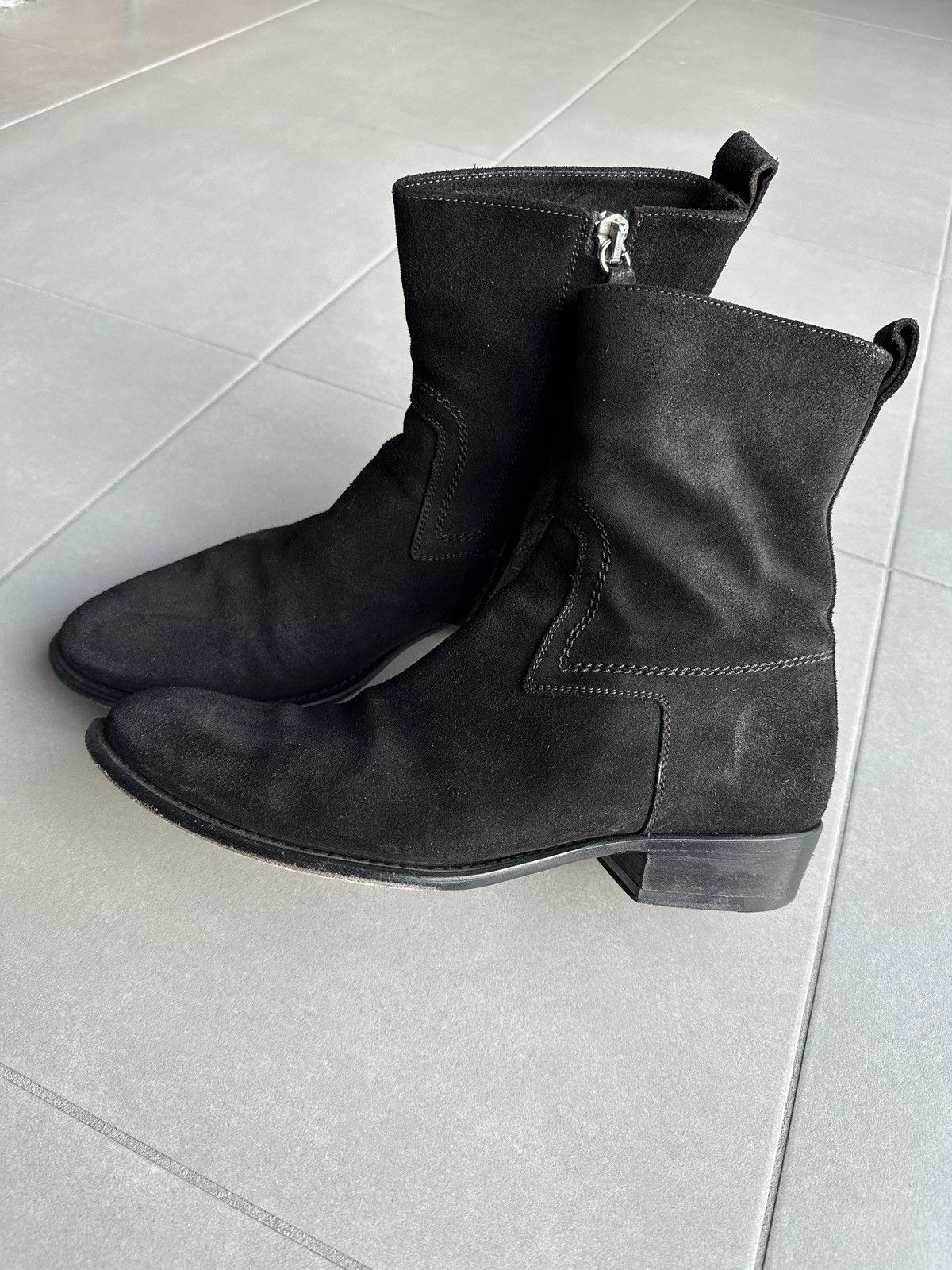 Dior × Hedi Slimane Dior Homme AW07 “Navigate” western cuban heel suede boots Size US 9 / EU 42 - 2 Thumbnail
