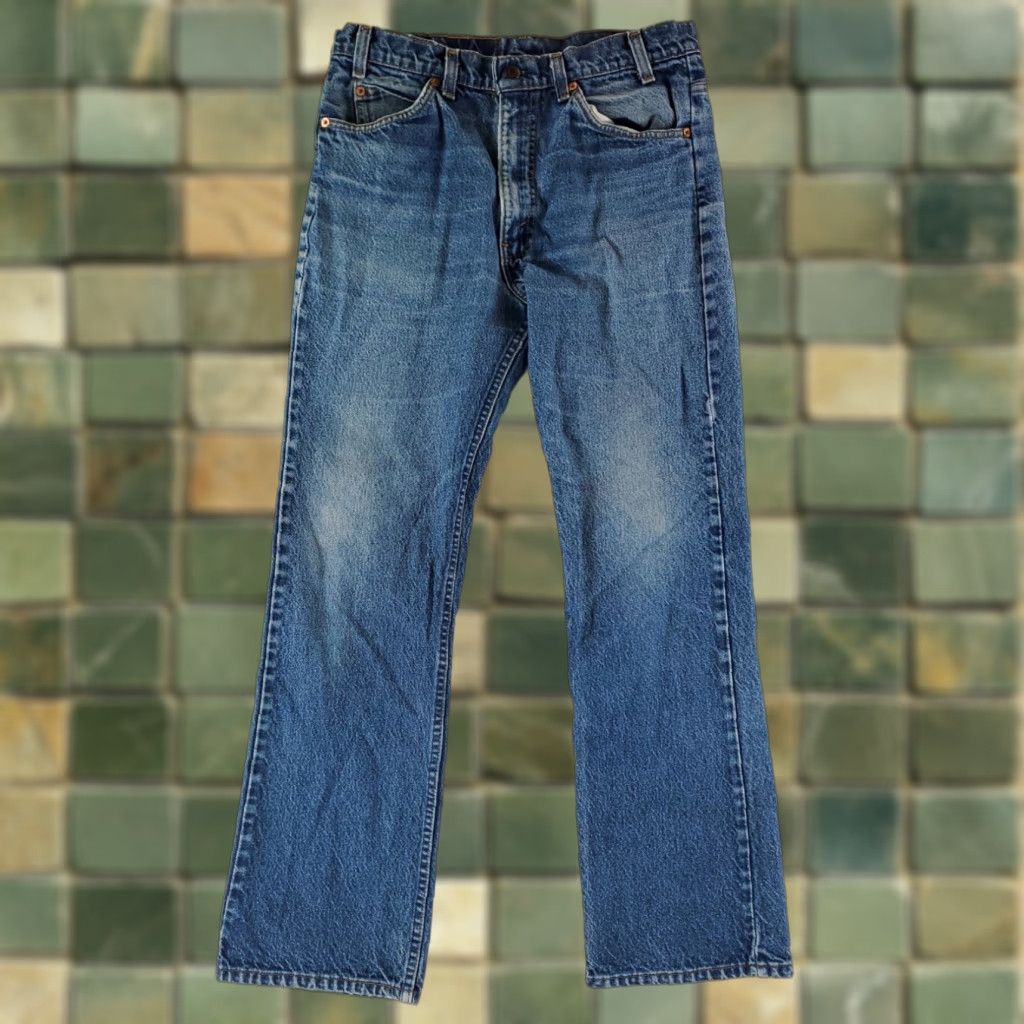 Levi's VINTAGE Levi's 517 VTG 90s Blue Jeans Whiskering Orange Tab Mens 34x31 (33x30 Actual) Bootcut Jeans Mens Blue 517 VTG 90s 34x31 Size US 33 - 1 Thumbnail