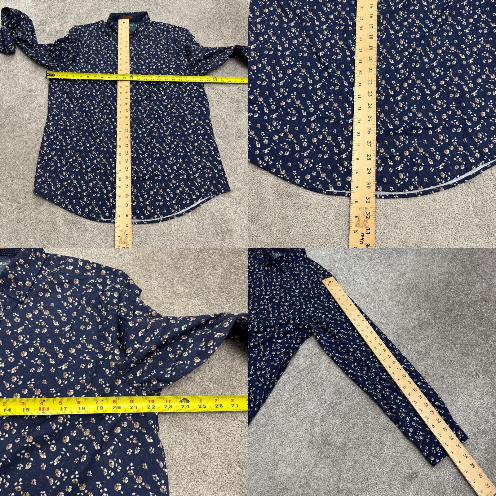 Nordstrom Nordstrom Shirt XL Navy Floral 4-Way Stretch Button Down NWT Heritage Button-Up Men (Blue) Summer Spring Fall Winter Size US XL / EU 56 / 4 - 8 Thumbnail