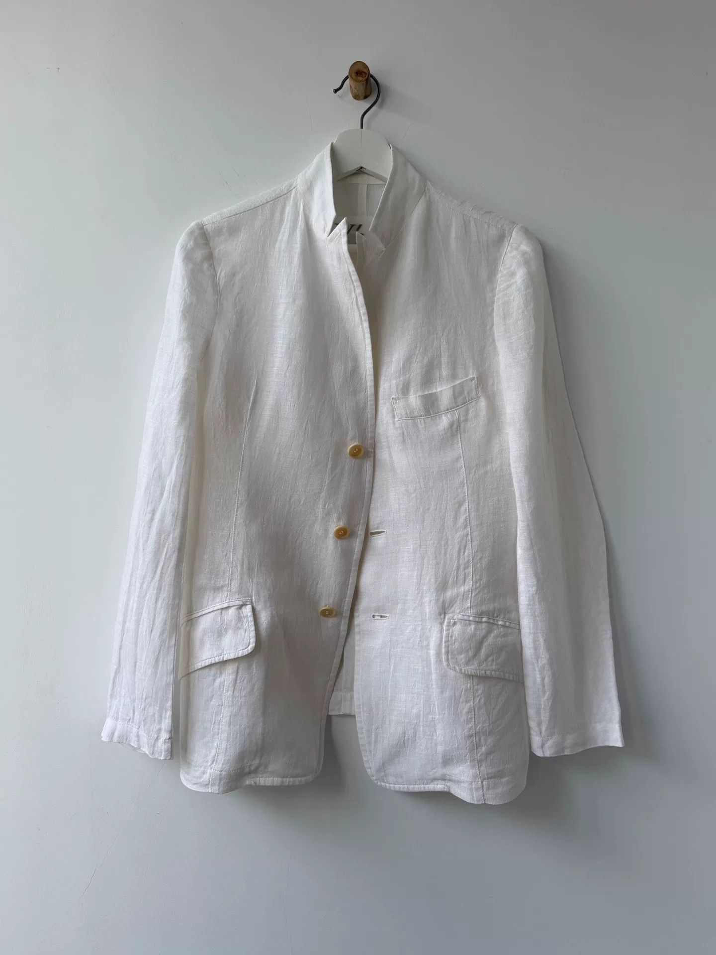 Y's minimalist white linen suit jacket Size US S / EU 44-46 / 1 - 1 Thumbnail