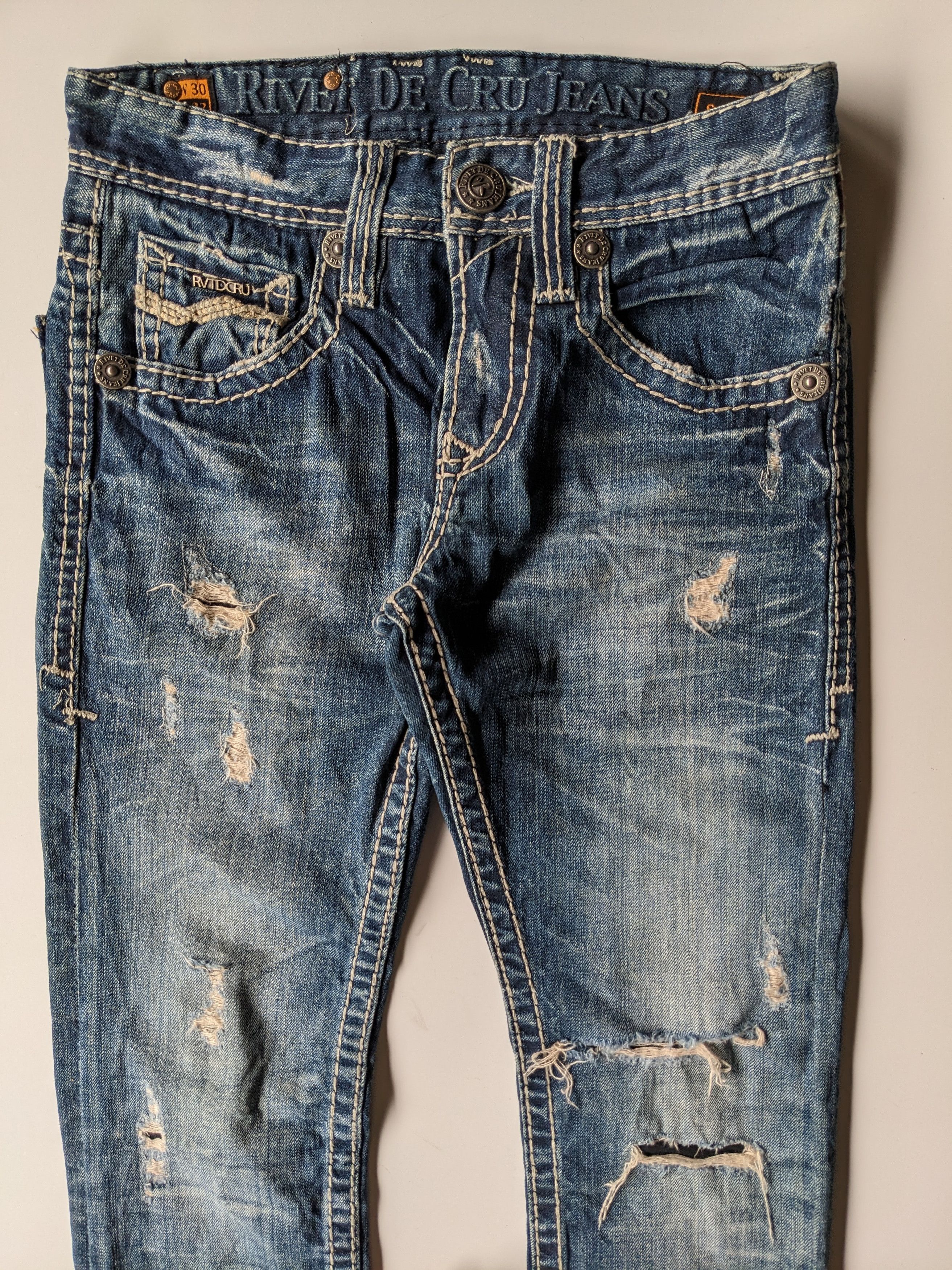 If Six Was Nine × Japanese Brand × Tornado Mart Rivet de Cru distressed ripped jeans Size US 32 / EU 48 - 3 Thumbnail