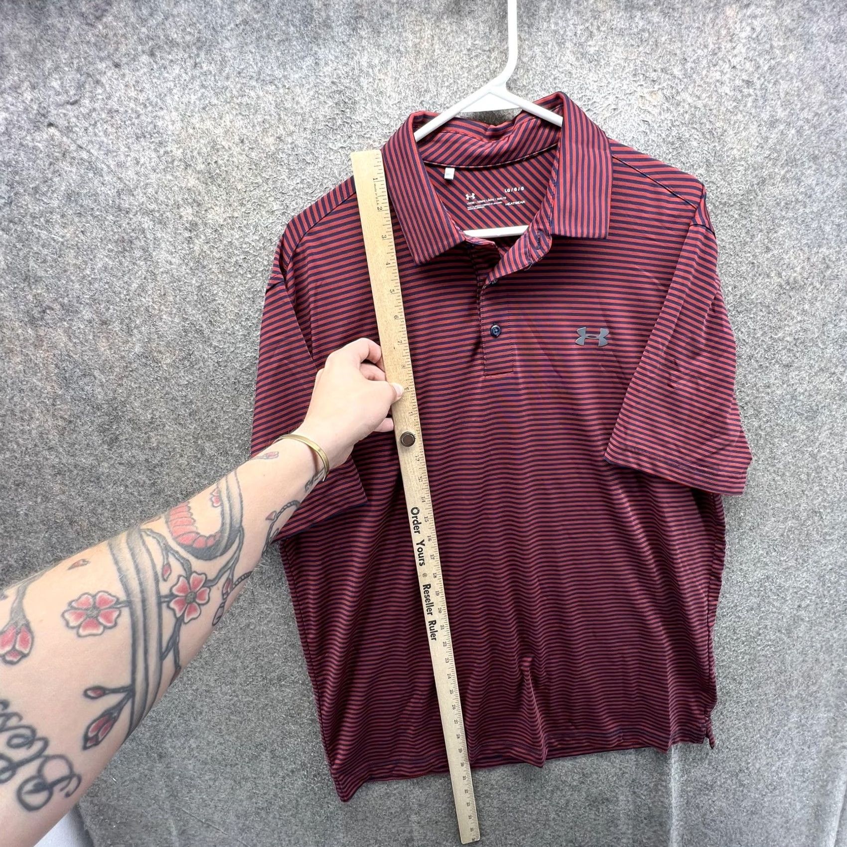 Under Armour Under Armour HeatGear Polo Shirt Mens Large Red Stripe Golf Performance Casual Shirt Size US L / EU 52-54 / 3 - 3 Thumbnail