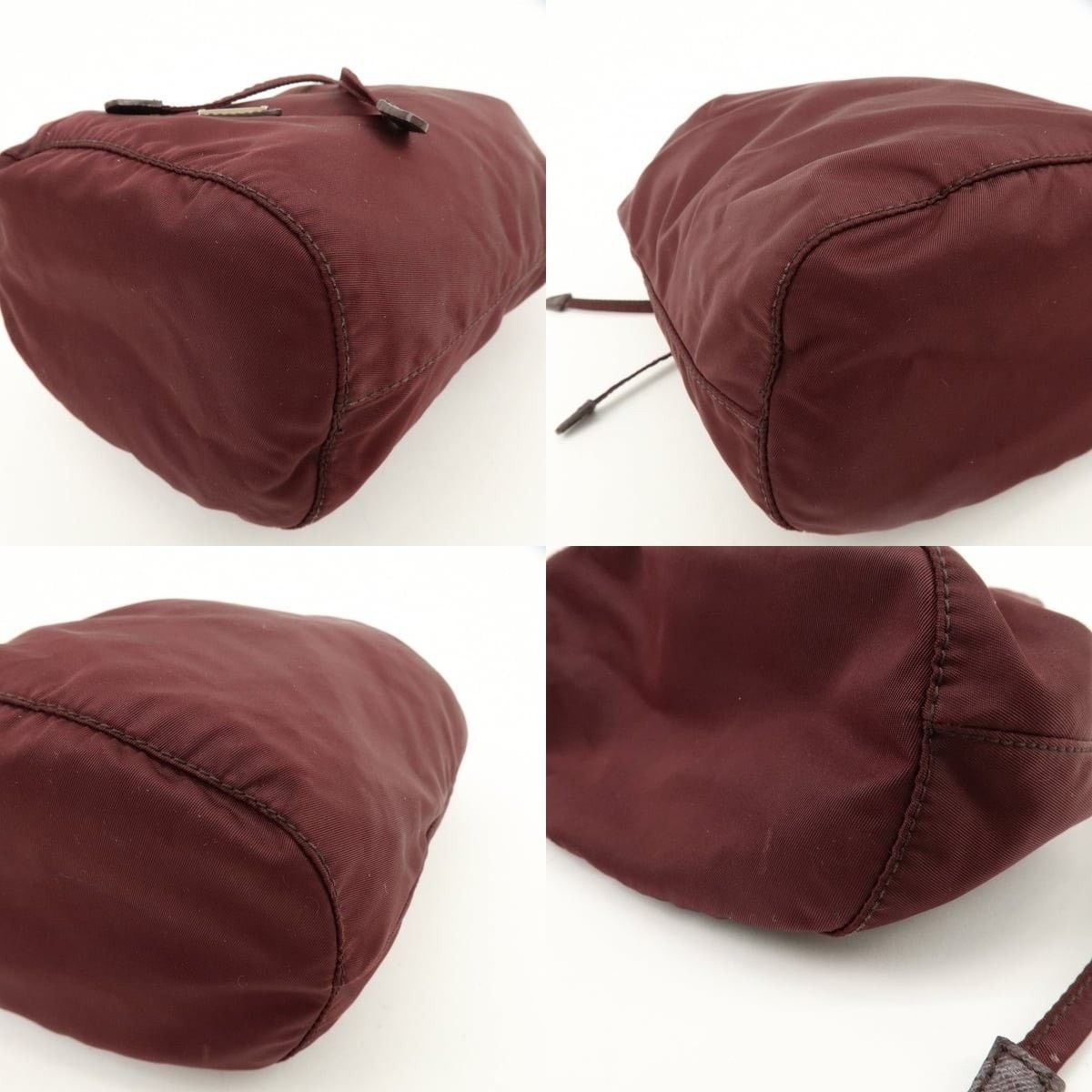 Prada Prada Triangle Logo Nylon Drawstring Pouch Burgundy Size ONE SIZE - 4 Thumbnail