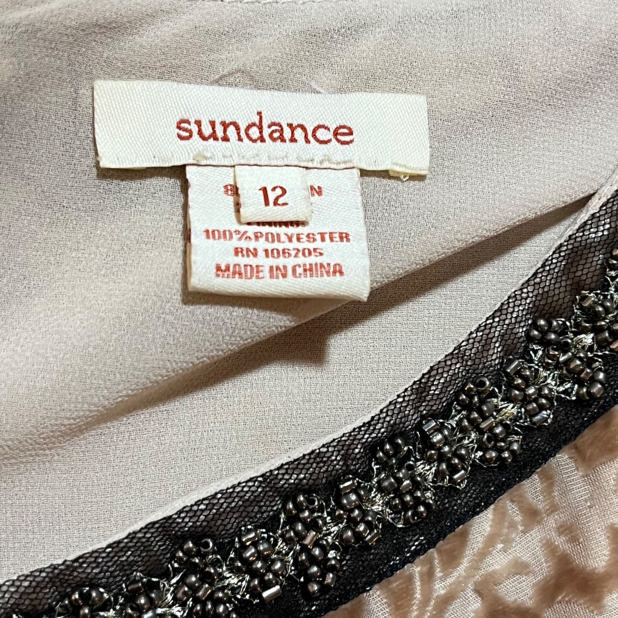 Other Sundance Champagne Crushed Velvet Silk Dress Bead Accent She Size XL / US 12-14 / IT 48-50 - 3 Thumbnail