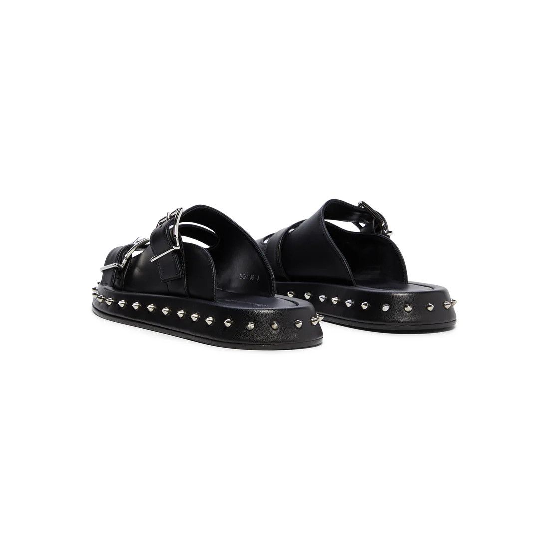 Alexander McQueen o1s22i1n0125 Leather Punk Slides in Black Size US 6 / IT 36 - 4 Thumbnail