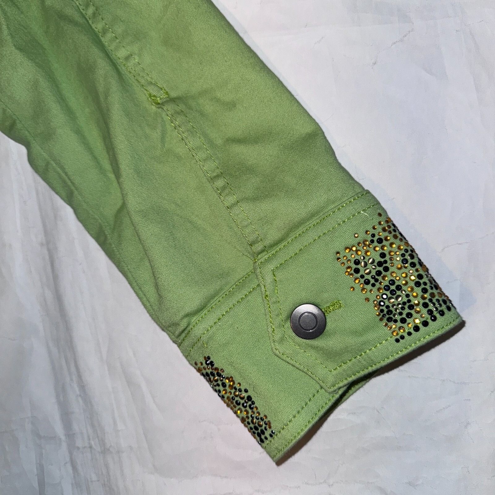 Other Distinct Green Tiger Zebra Denim Jean Jacket - M Rhinestones Size M / US 6-8 / IT 42-44 - 9 Thumbnail