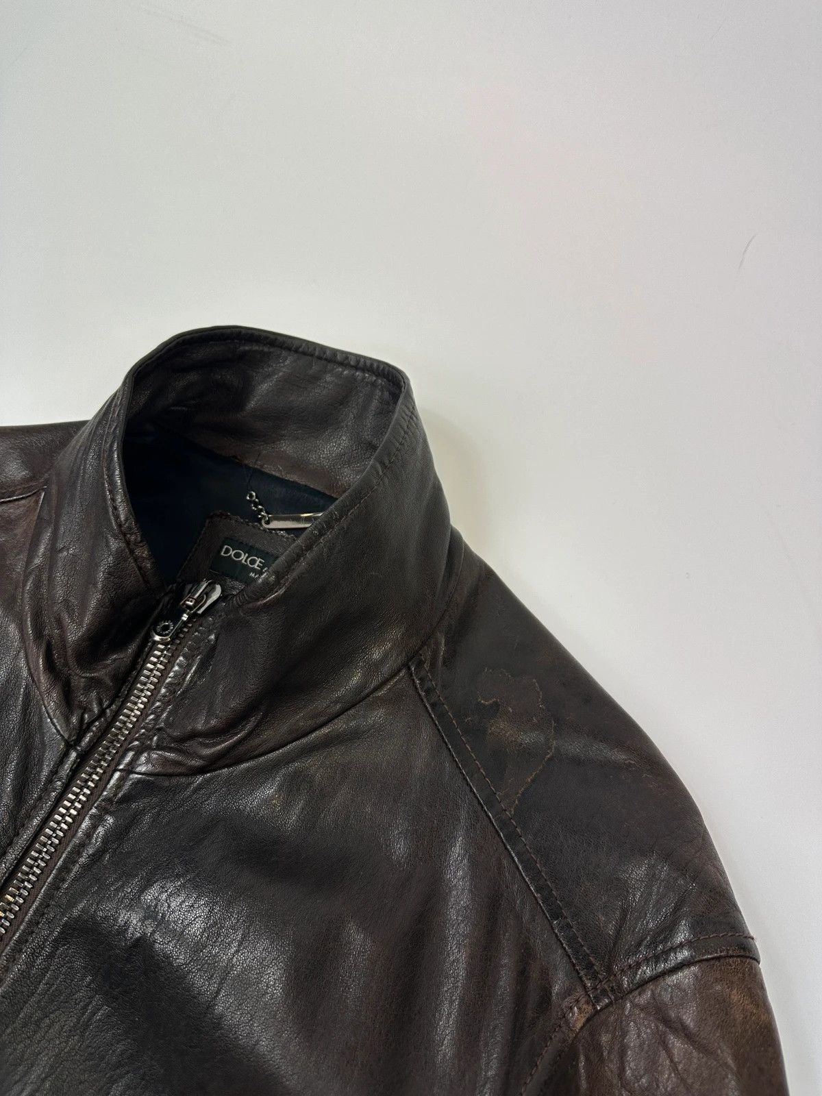 Dolce & Gabbana Dolce & Gabbana 00’s Patinated Brown Leather Jacket Size US L / EU 52-54 / 3 - 3 Thumbnail
