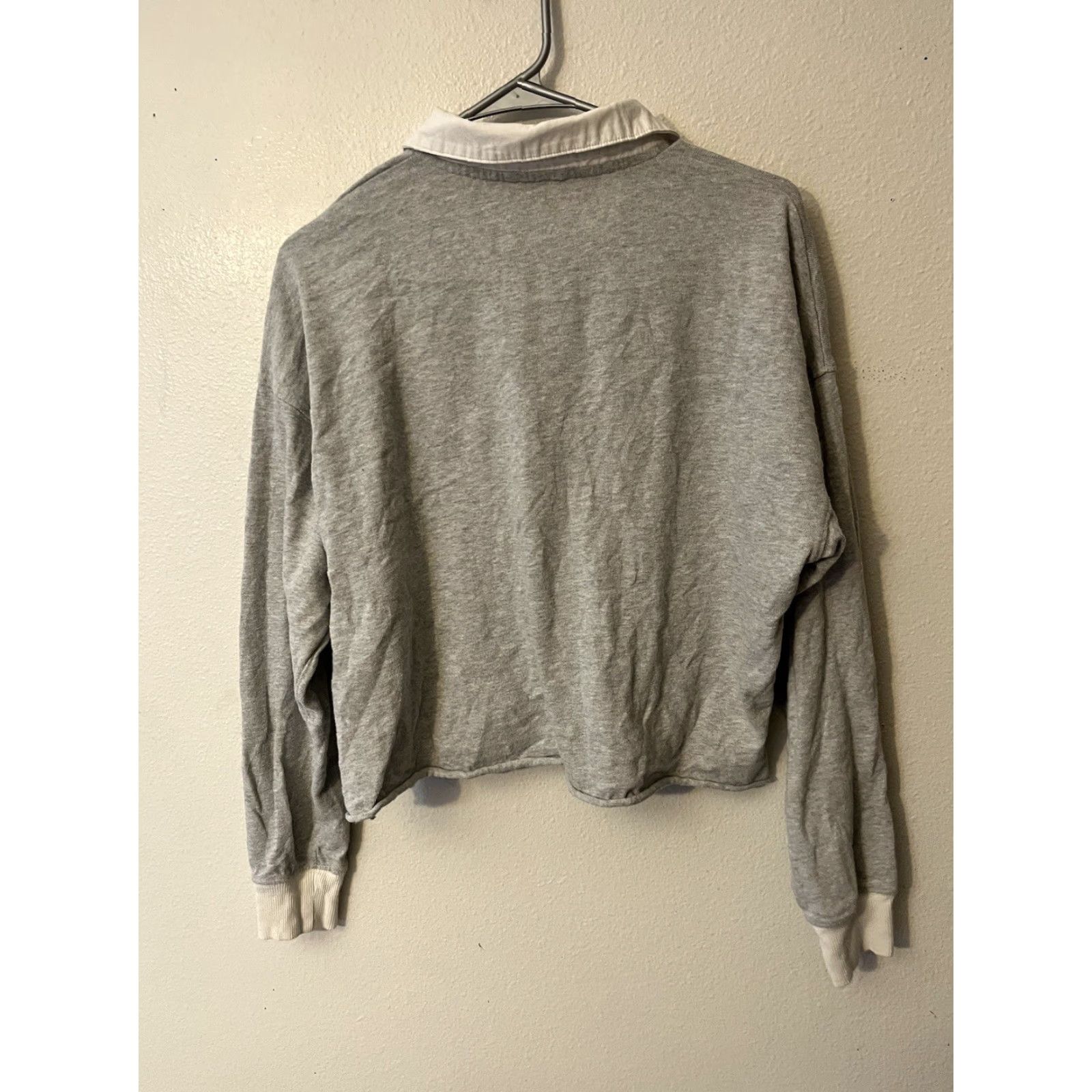 Vintage Aerie Polo Shirt Cropped Oversized Long Sleeve Women's Small Gray Size S / US 4 / IT 40 - 3 Thumbnail