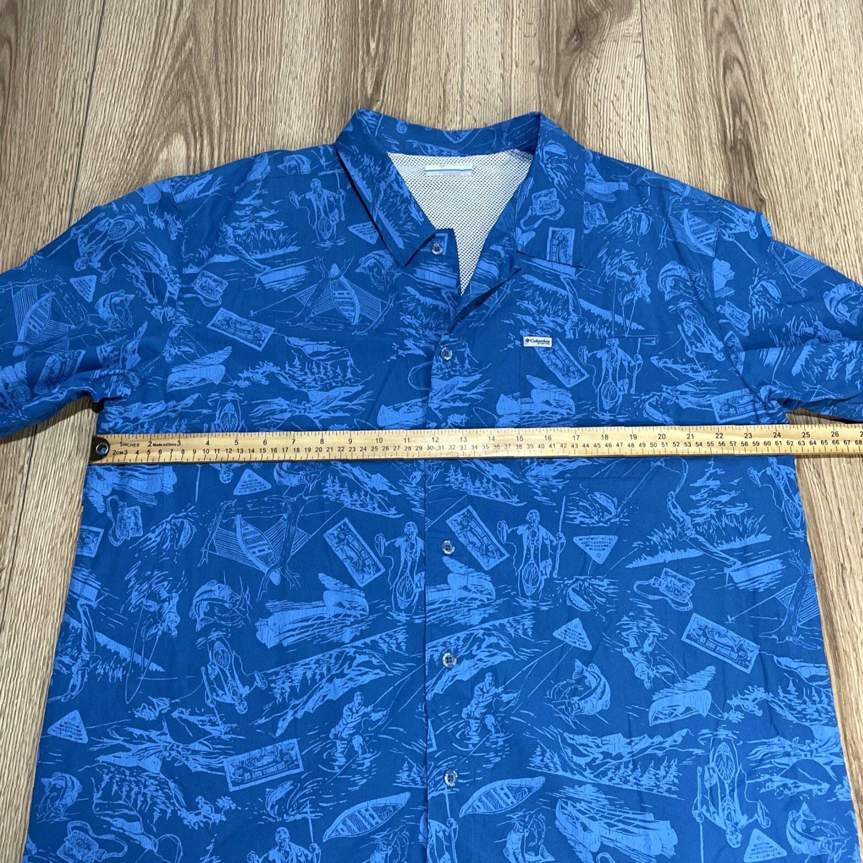 Vintage Columbia Shirt Adult XL Blue Boats And Fishermen Button-Up Short Sleeve Collared Outdoor Casual Mens Size US XL / EU 56 / 4 - 5 Thumbnail