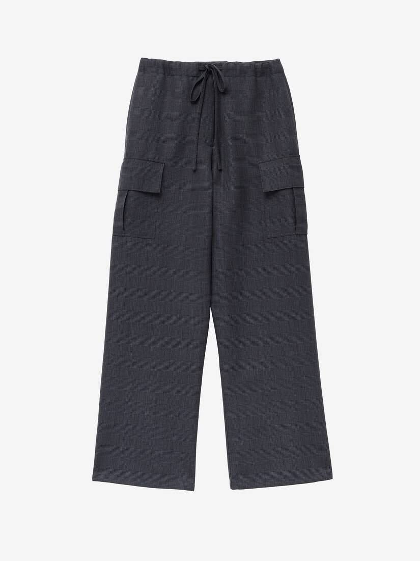 Alexander McQueen o1srvl11e0226 Prince of Wales Cargo Trousers In Dark Grey Size 25" / US 0 / IT 36 - 1 Thumbnail