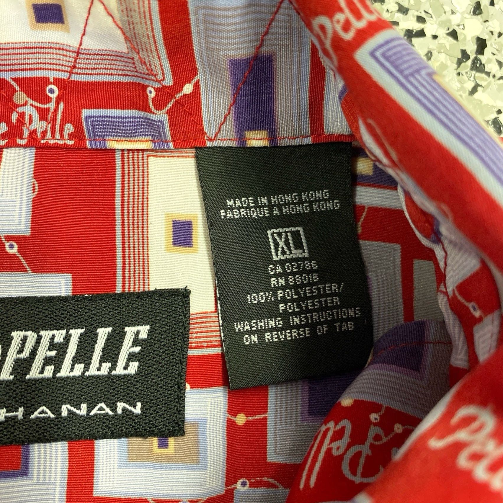 Pelle Pelle VINTAGE Pelle Pelle Marc Buchanan Button-Down Dress Shirt XL Red Knit Polyester Casual 90s Hip Hop Mens Size 46R - 3 Thumbnail