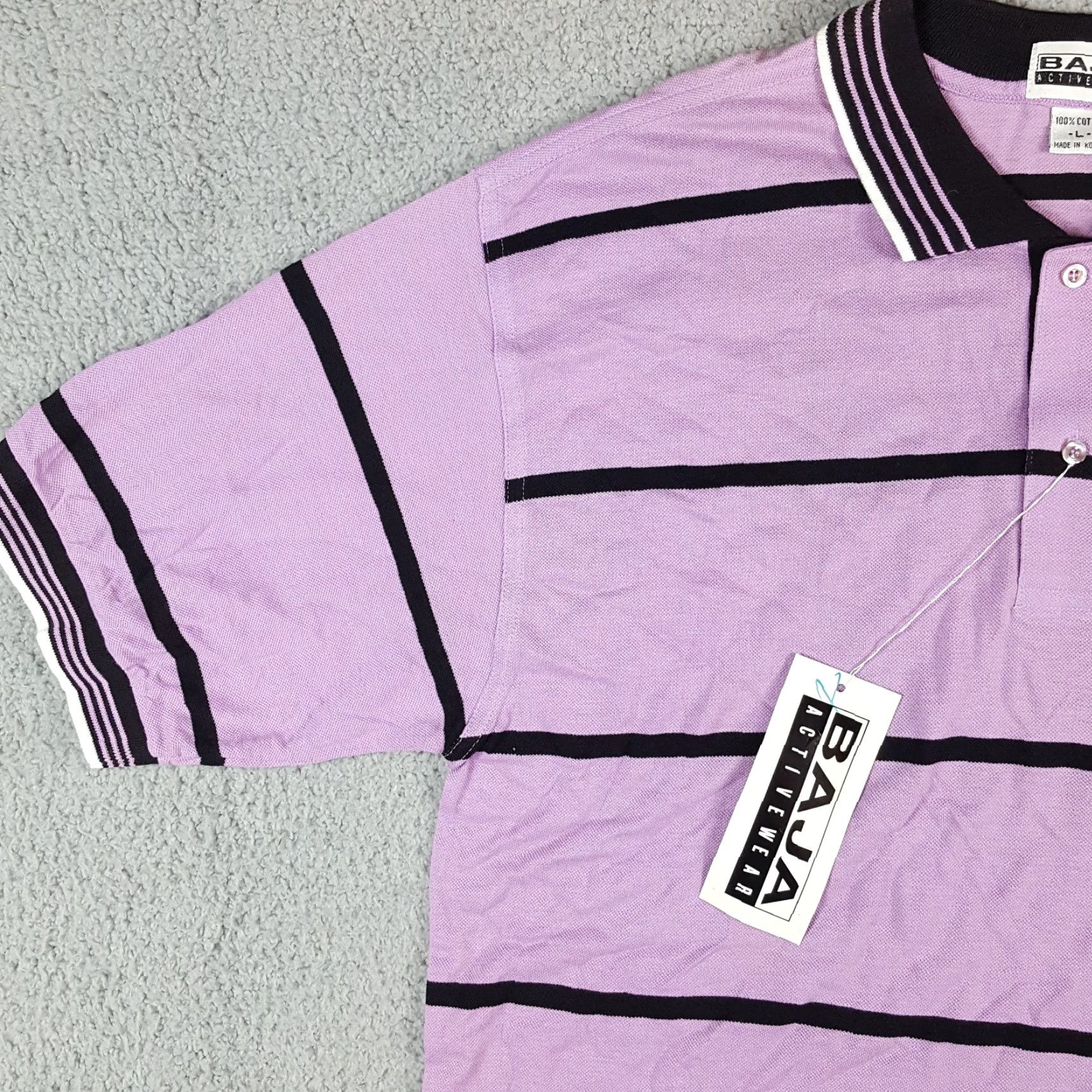 Vintage Vintage Baja Polo Shirt Mens Size L Striped Purple Skater Preppy 90s Surf Collar Casual Shirt Size US L / EU 52-54 / 3 - 6 Thumbnail