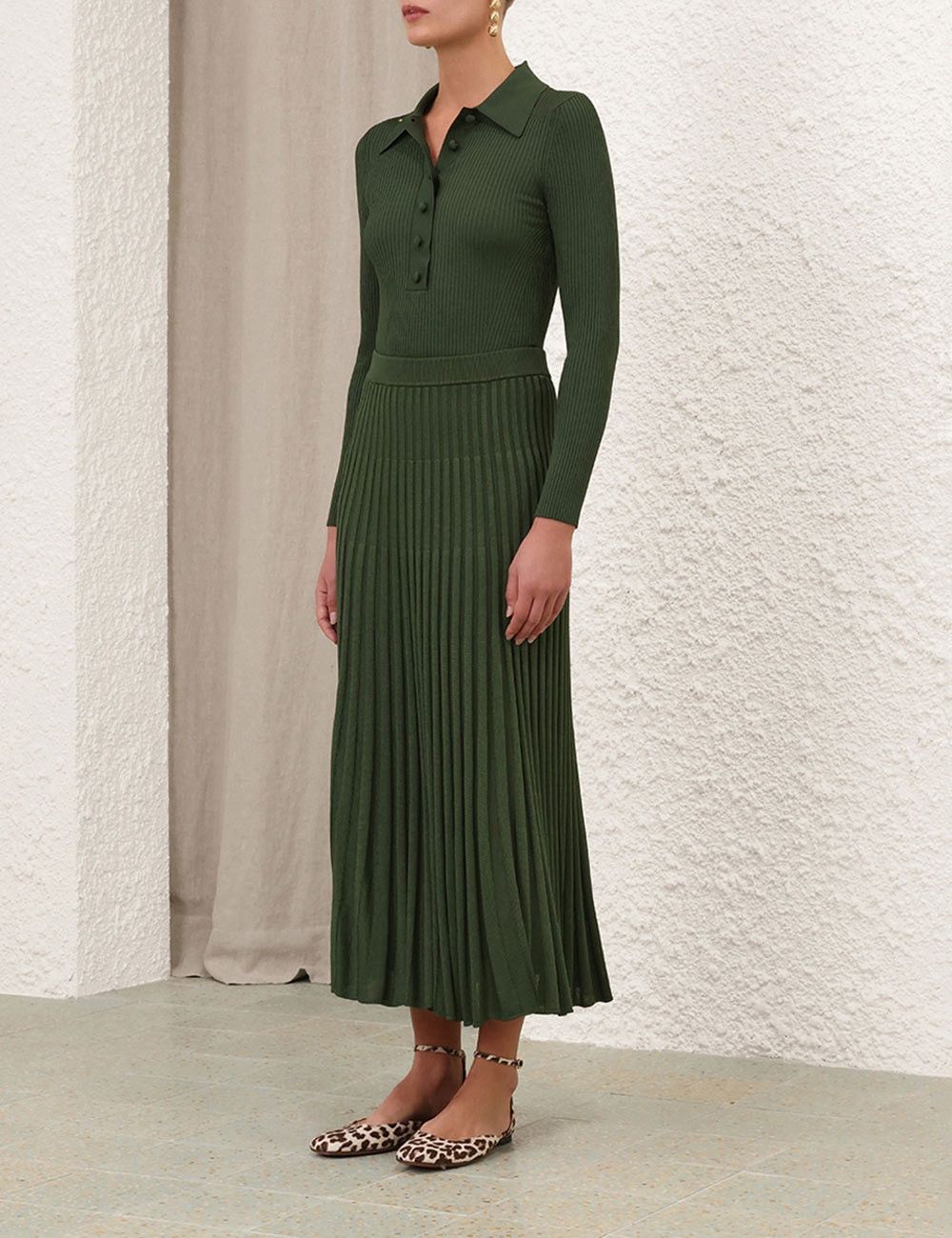 Zimmermann oc11z0825 Pleated Midi Skirt in Forest Green Size 30" / US 8 / IT 44 - 3 Thumbnail
