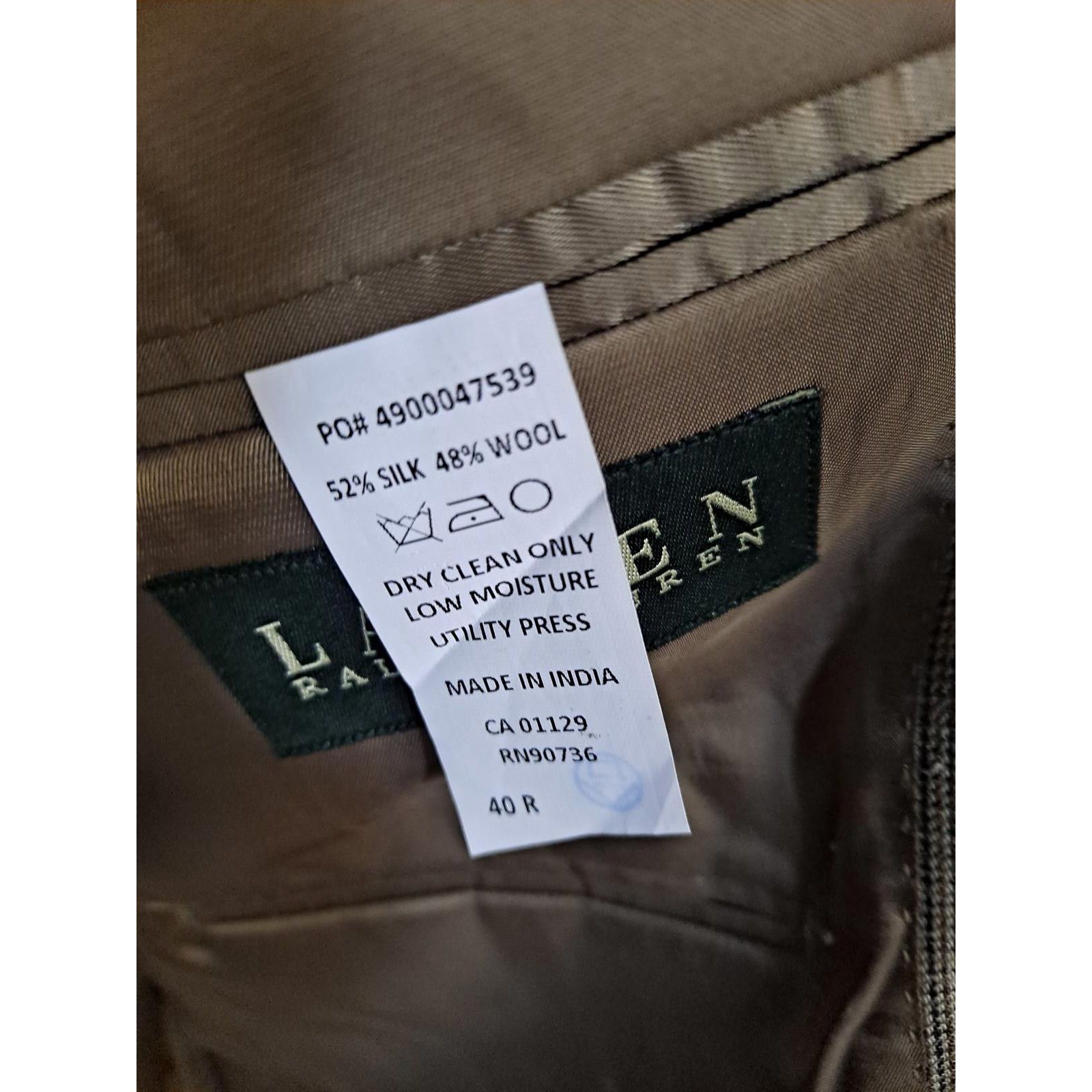 Lauren Ralph Lauren Lauren Ralph Lauren Tan Silk/Wool Tan Plaid Blazer Size 40R Size 40R - 4 Thumbnail