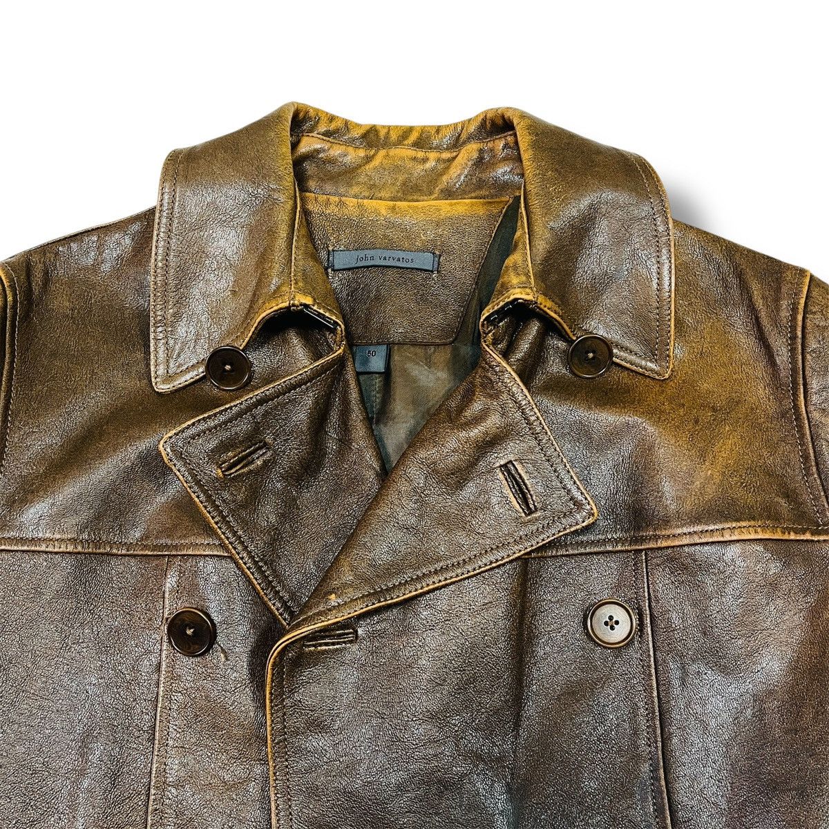 Genuine Leather × John Varvatos JOHN VARVATOS GOAT LEATHER TRENCH COAT ITALY SIZE 52 Size US L / EU 52-54 / 3 - 4 Thumbnail