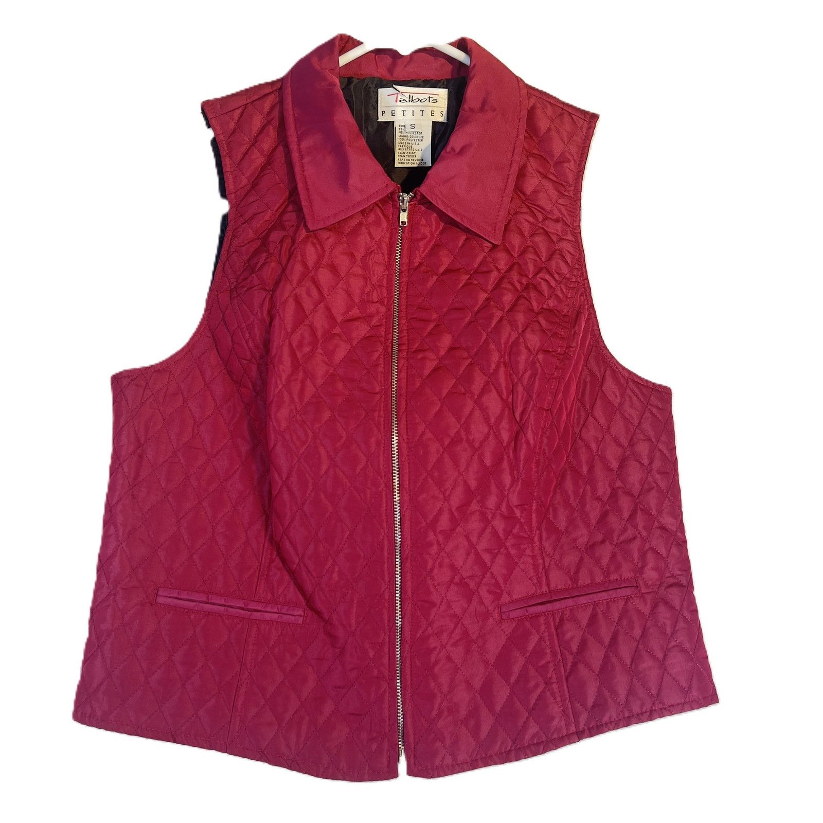 Other Talbots Petites Quilted Vest Womans S Cranberry Red Full Zip Size S / US 4 / IT 40 - 1 Thumbnail