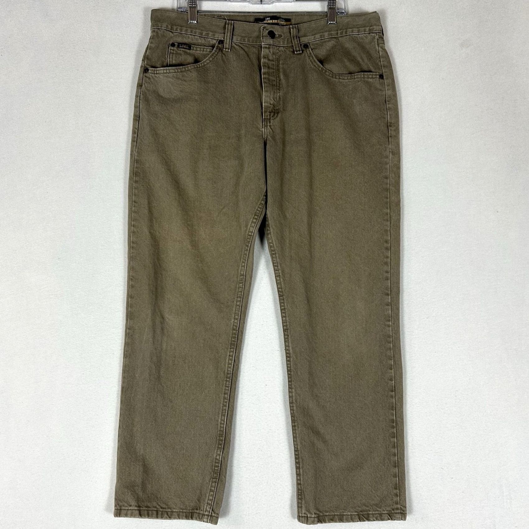 Lee Lee Chino Pants Regular Fit Straight Leg 38x29 Beige 100% Cotton Men Size US 38 / EU 54 - 2 Thumbnail
