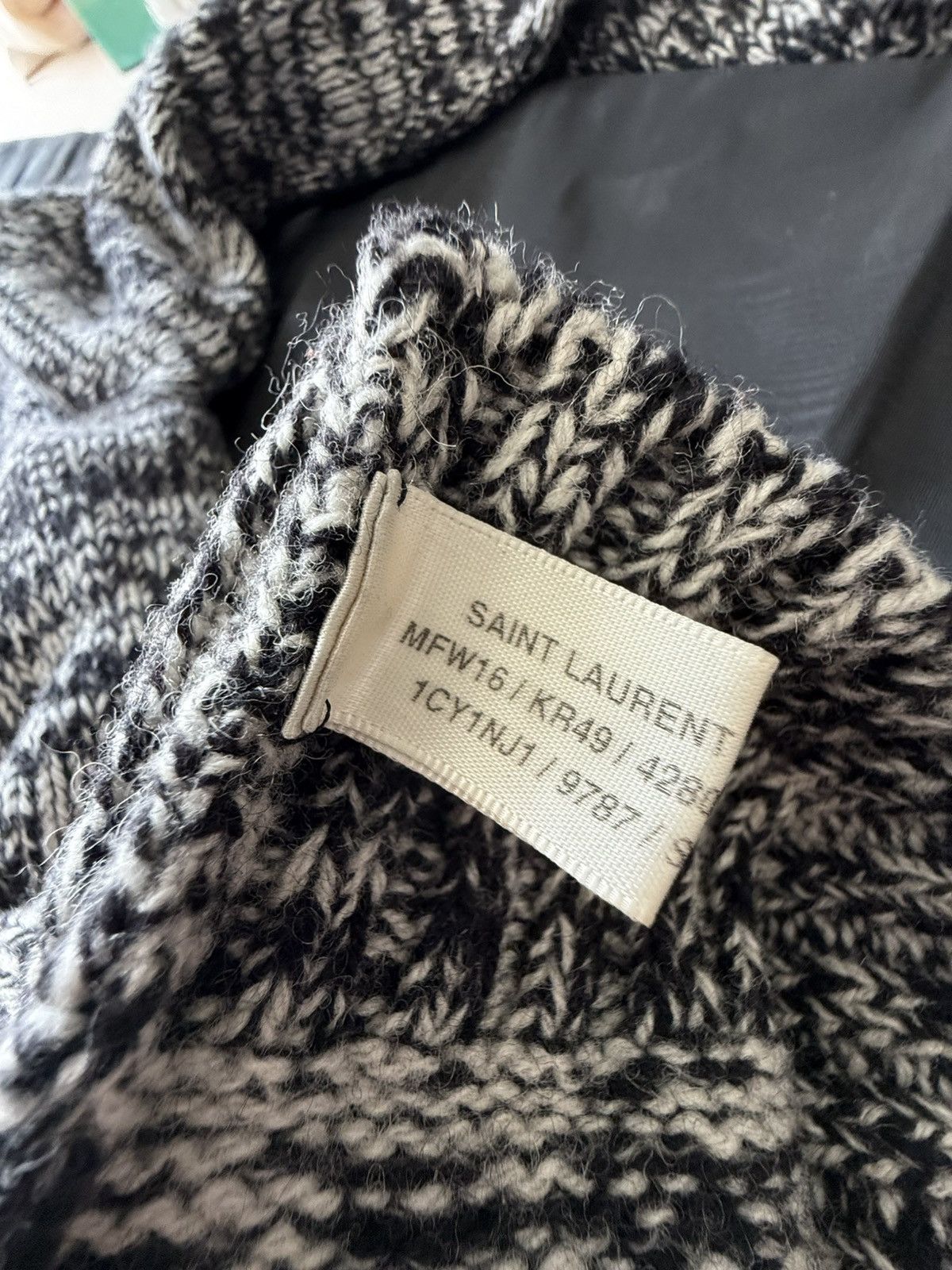 Saint Laurent Paris 1/1 FW16 Saint Laurent sample sweater leather wool scoop Size US S / EU 44-46 / 1 - 24 Thumbnail
