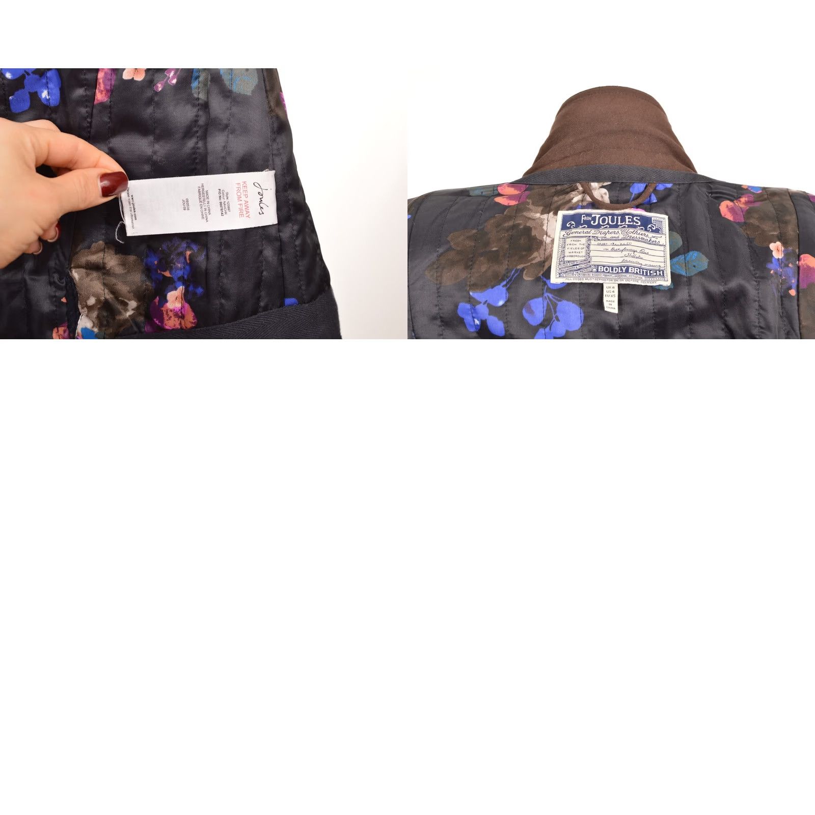 Vintage Joules Tweed Field Jacket Coat XS Women Navy / Blue Wool Coat, Pea Style, DDP, 123997 Size XS / US 0-2 / IT 36-38 - 8 Thumbnail