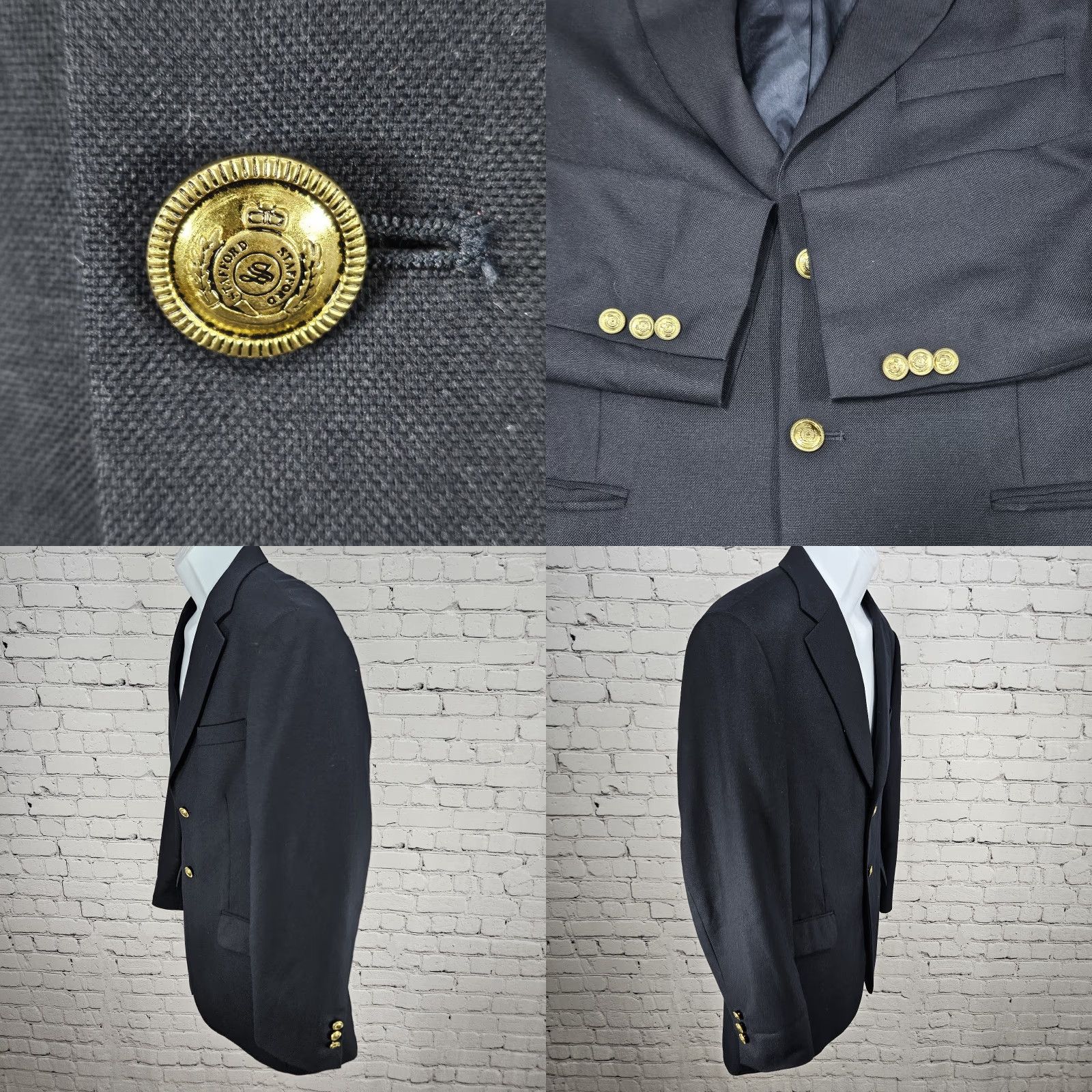 Stafford Stafford Navy Wool Blend 2 Button Single Vented Notch Blazer Sport Coat 38S Size 38R - 9 Thumbnail