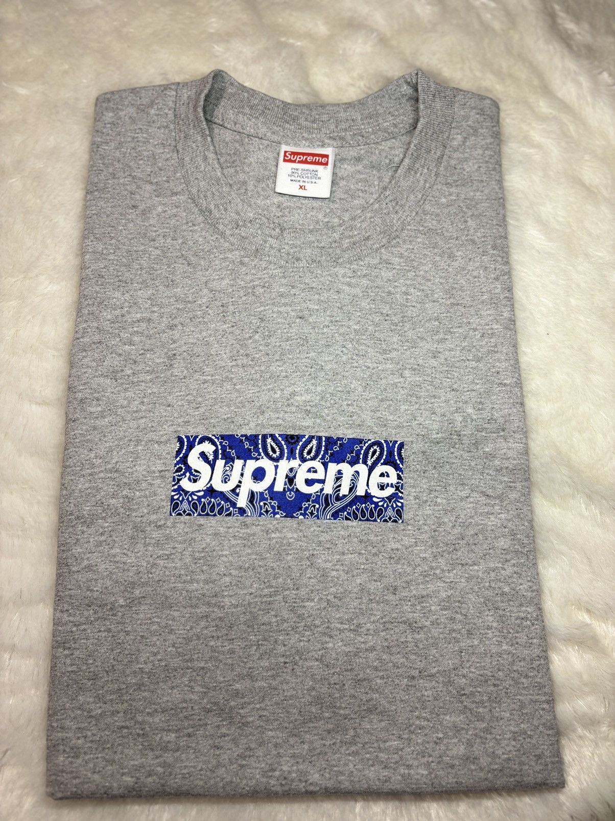 image of Supreme Bandana Box Logo Tee in Grey, Men's (Size XL)