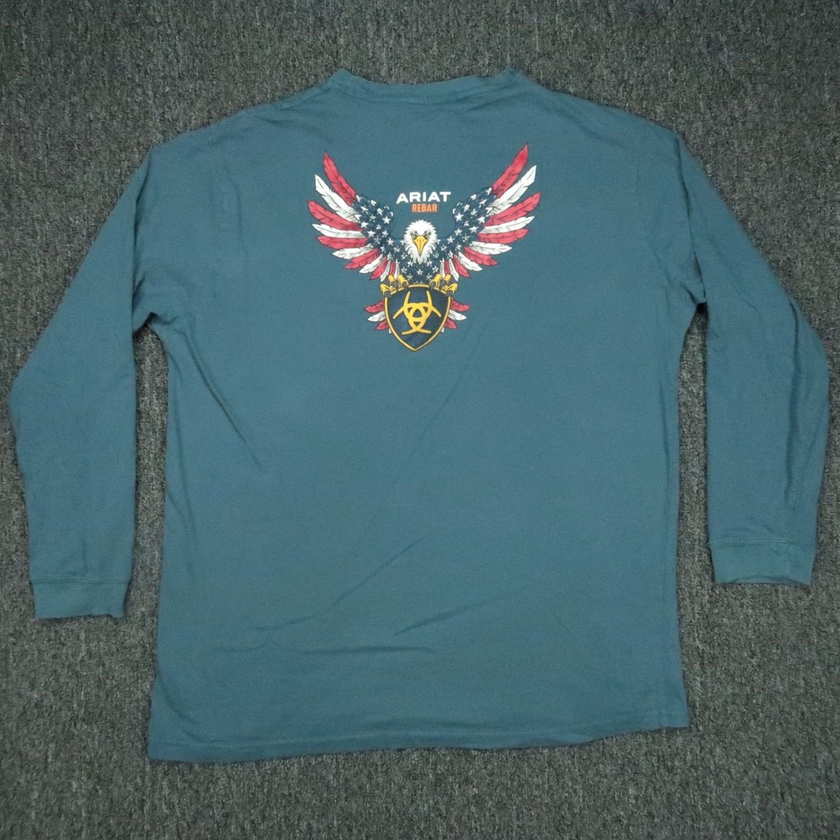 Ariat Ariat Shirt Mens XL Blue Long Sleeve Rebar Eagle Graphic American Flag Tee Size US XL / EU 56 / 4 - 2 Thumbnail