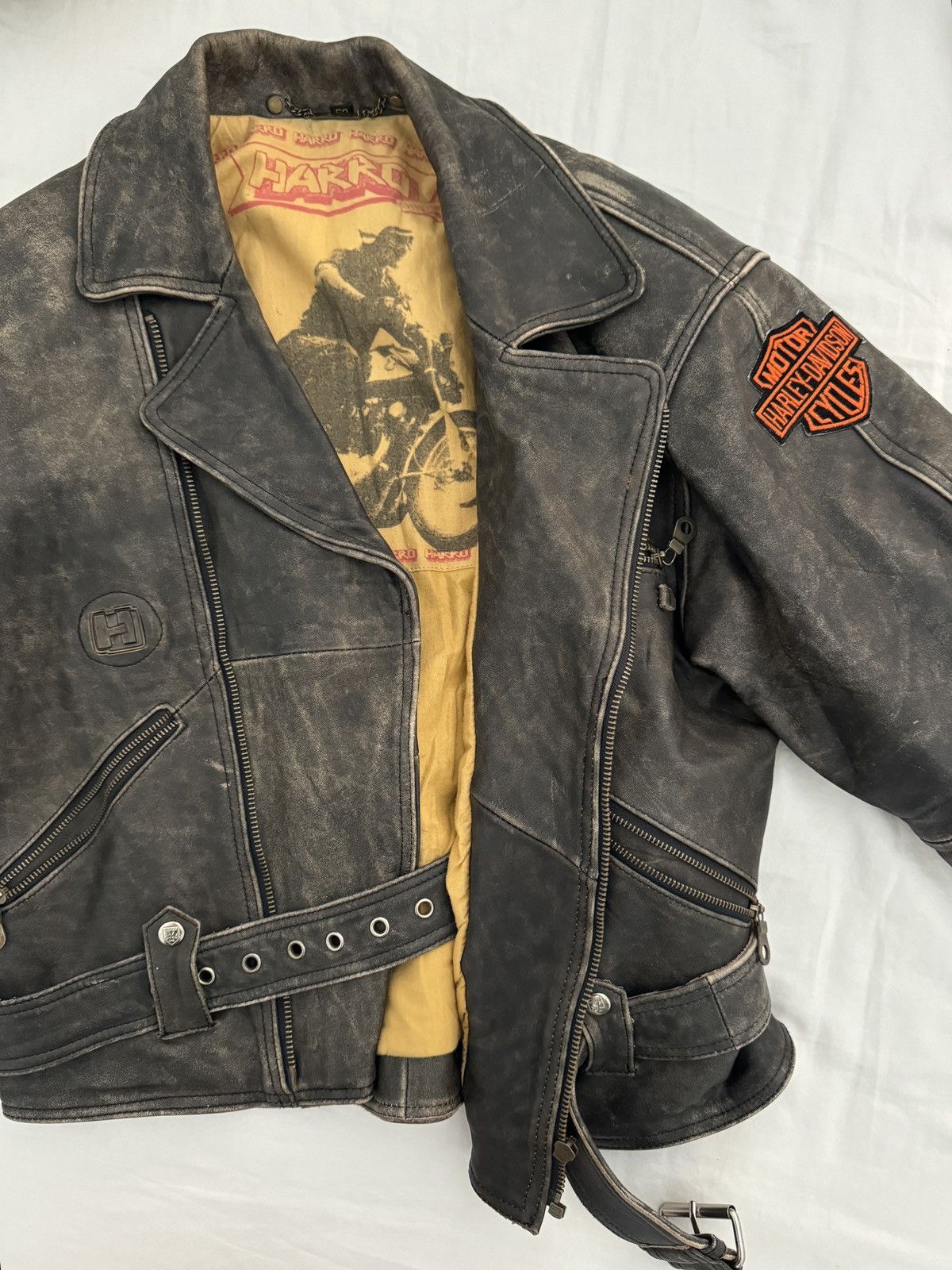 Harley Davidson × Vintage Leather Jacket with Harley Davidson patches Size ONE SIZE - 2 Thumbnail