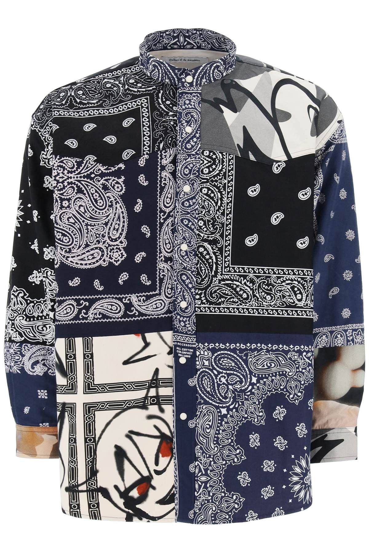 image of Children Of The Discordance Patchwork Bandana Whirt in Blue, Men's (Size Medium)