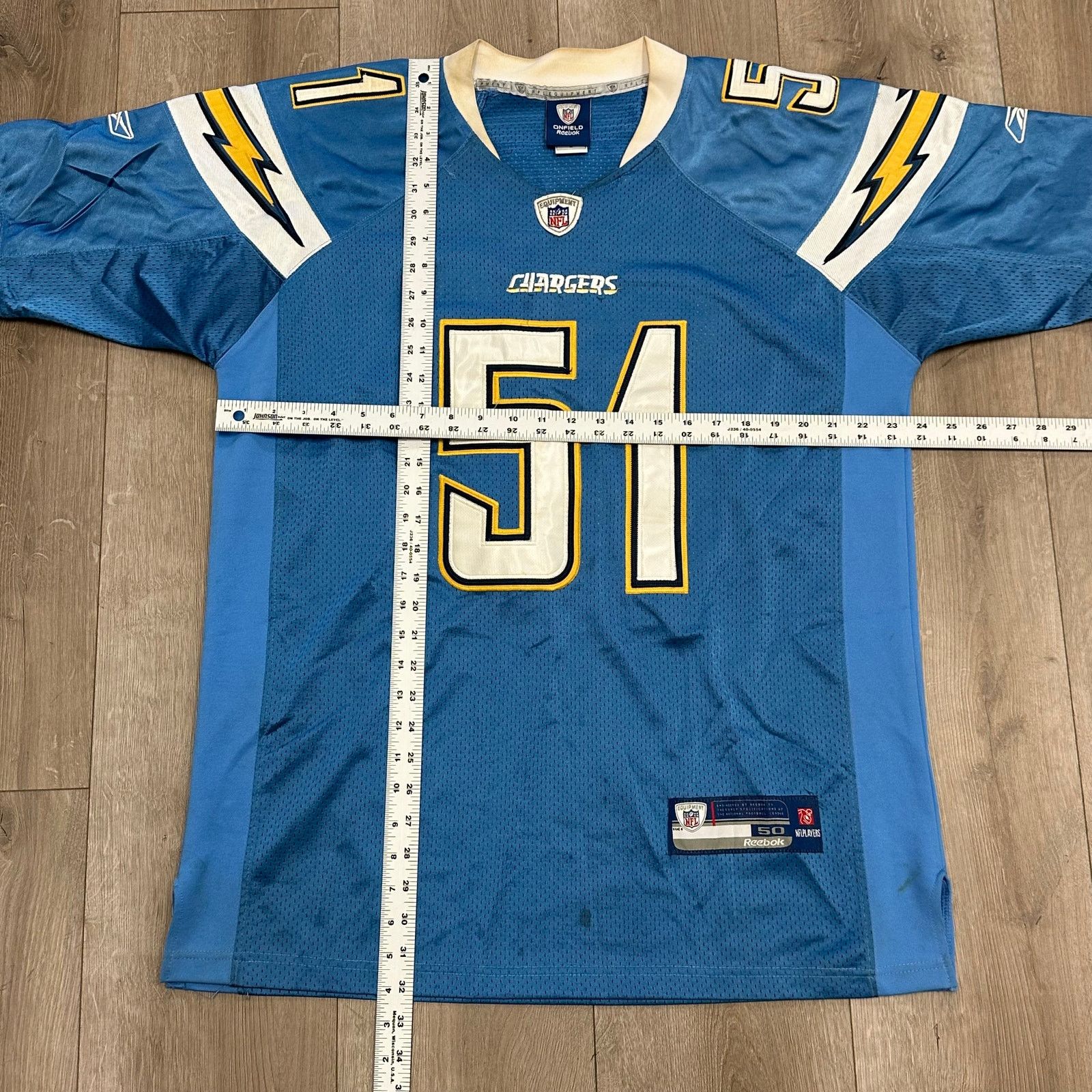Reebok Vintage Reebok NFL San Diego Chargers Spikes 51 Blue Jersey Size US XL / EU 56 / 4 - 5 Thumbnail
