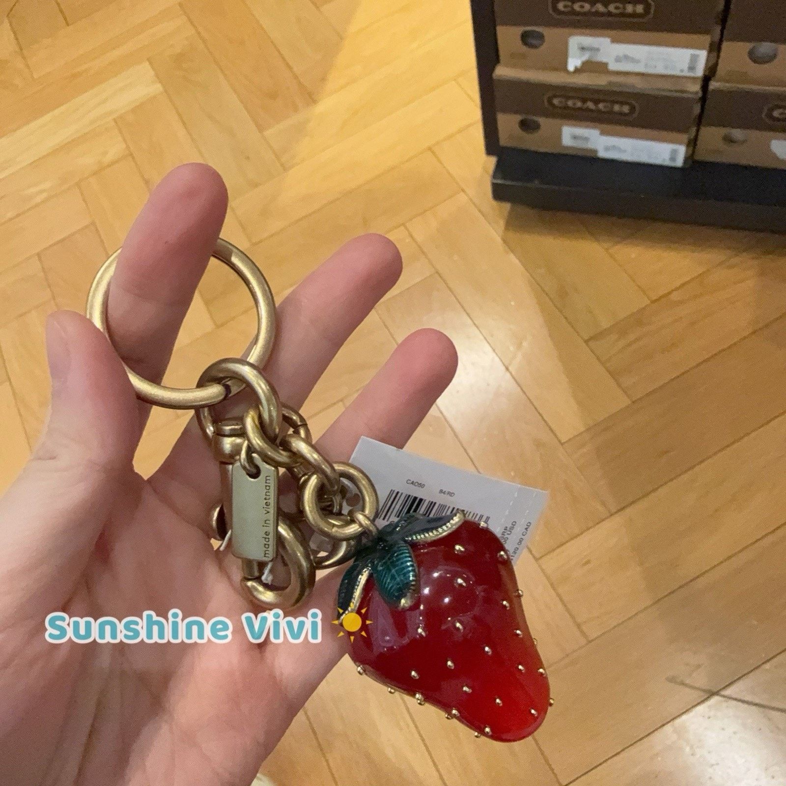 Coach NWT Coach Strawberry Bag Charm CAO50 BRASS/Red with dust bag Size ONE SIZE - 2 Thumbnail