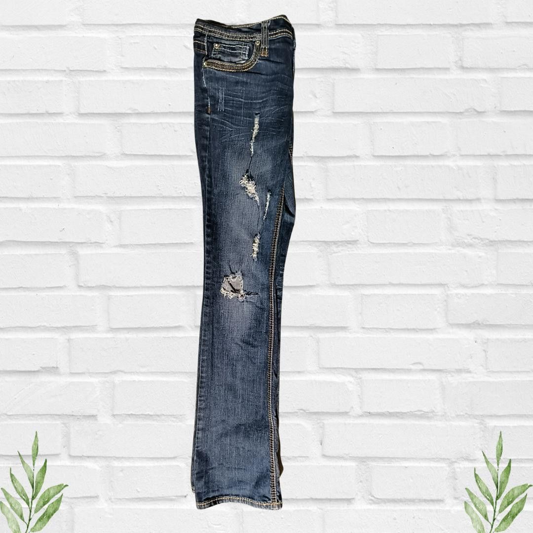 Designer Soundgirl Women's Distress Blue Embellished Jeans Size 9 Size 28" / US 6 / IT 42 - 4 Thumbnail