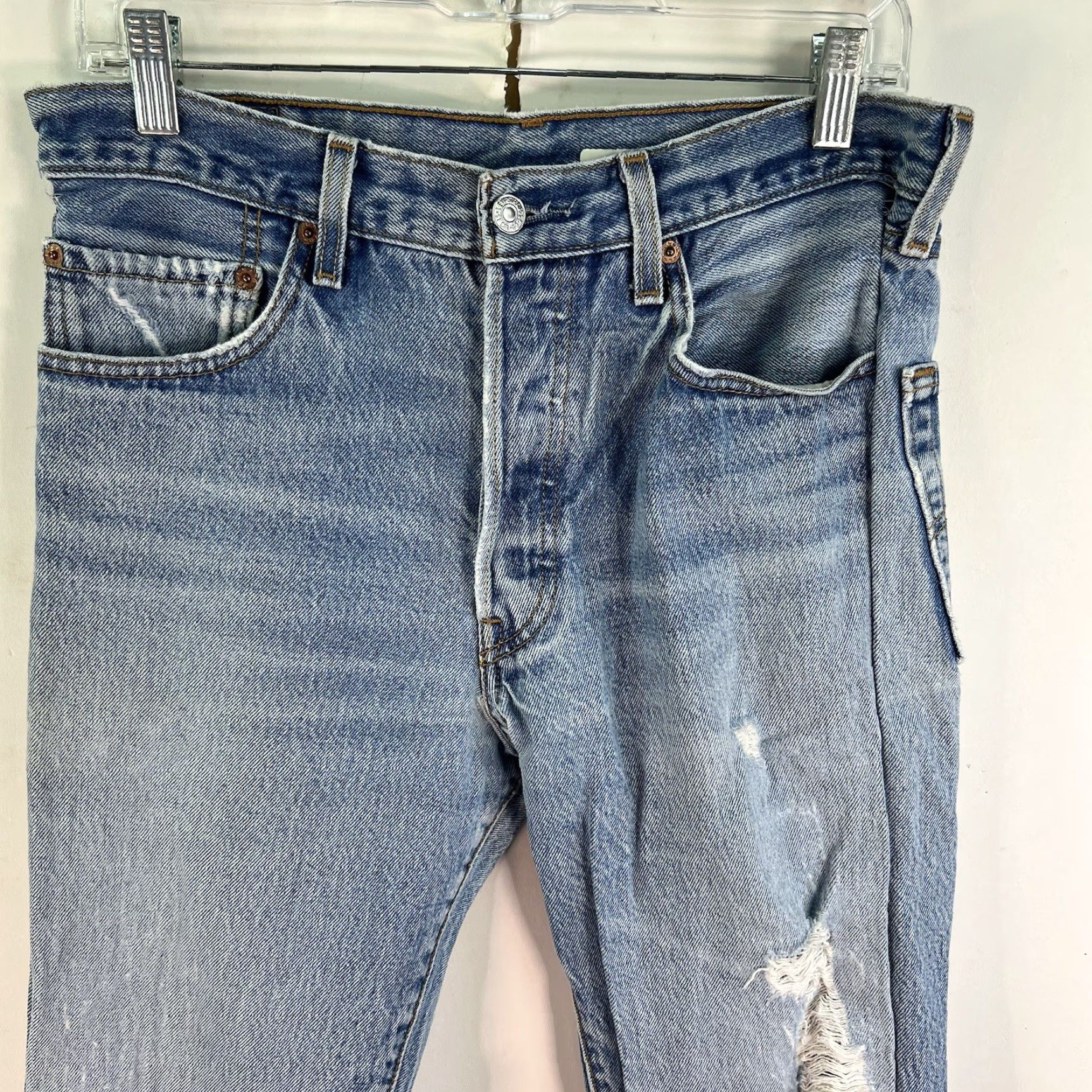 Levi's VTG Levi's 501 Jeans Denim Distressed Straight Size 34 X 35 Blue Men Regular 90s Theme Size US 34 / EU 50 - 2 Thumbnail