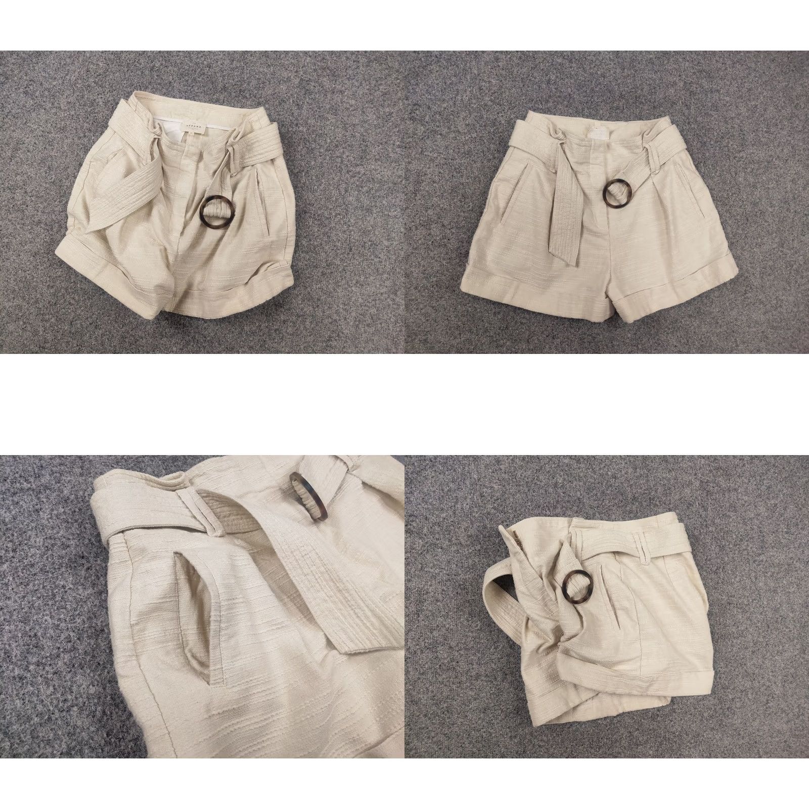 Vintage Sezane Design Rome Beige Woven Belted Cuff Shorts High-rise Size 28" / US 6 / IT 42 - 8 Thumbnail
