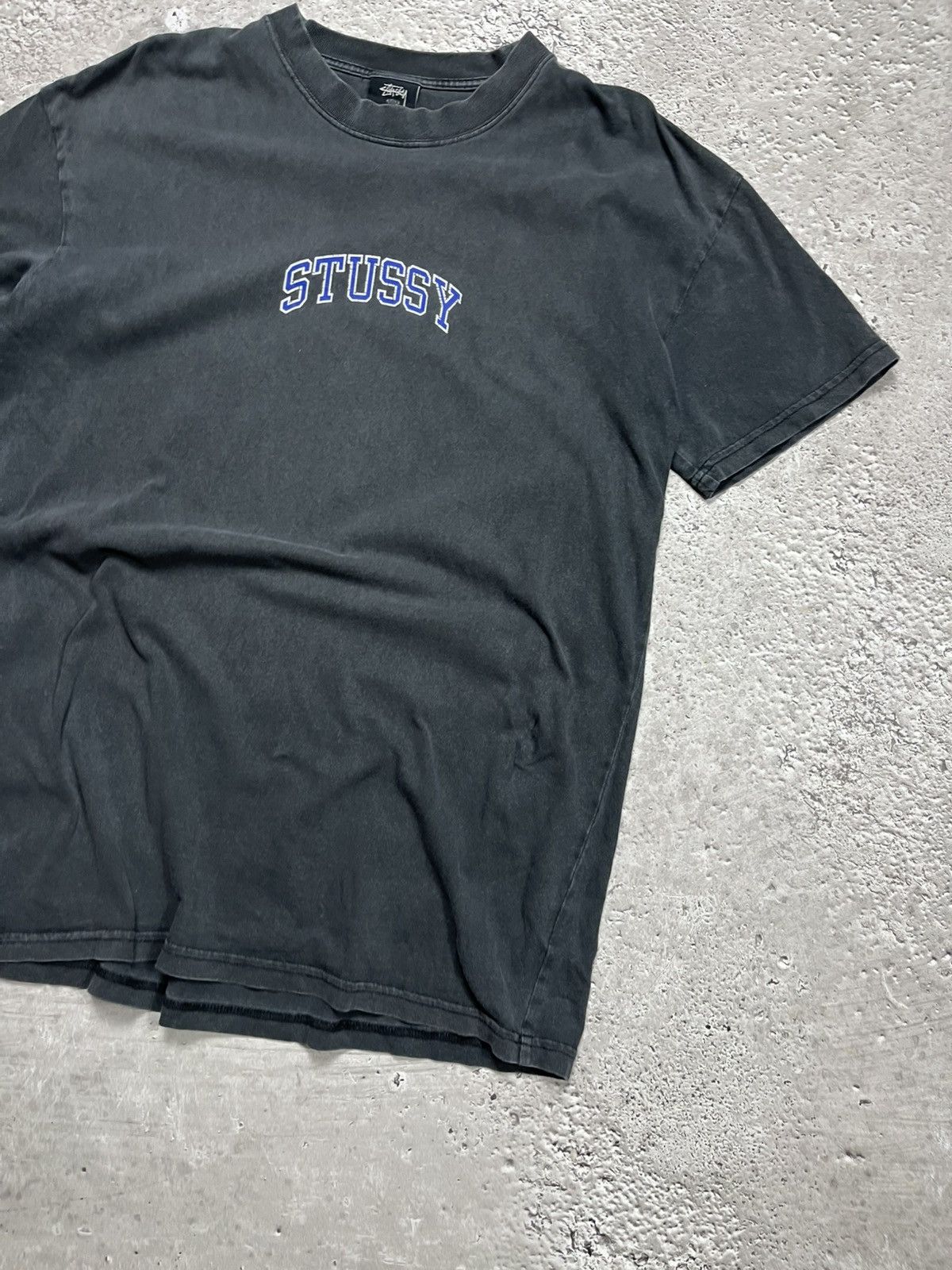 Stussy Stussy Washed Grey T-Shirt Small Blue Arch Logo Streetwear Size US S / EU 44-46 / 1 - 2 Thumbnail