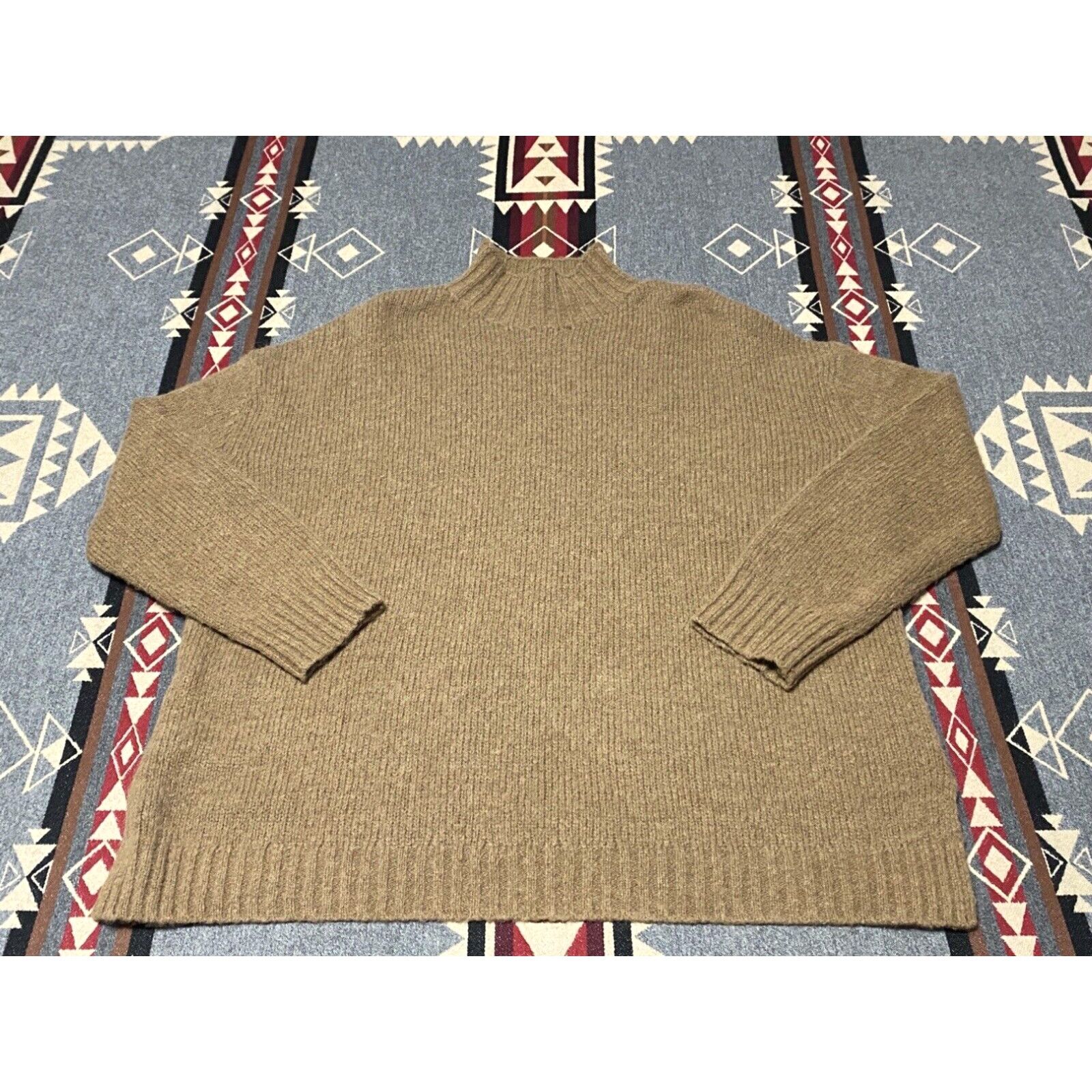 Image of Vintage Jenni Kayne Alpaca Wool Blend Sweater Womens Size XL Brown Womens Mock T78 in White