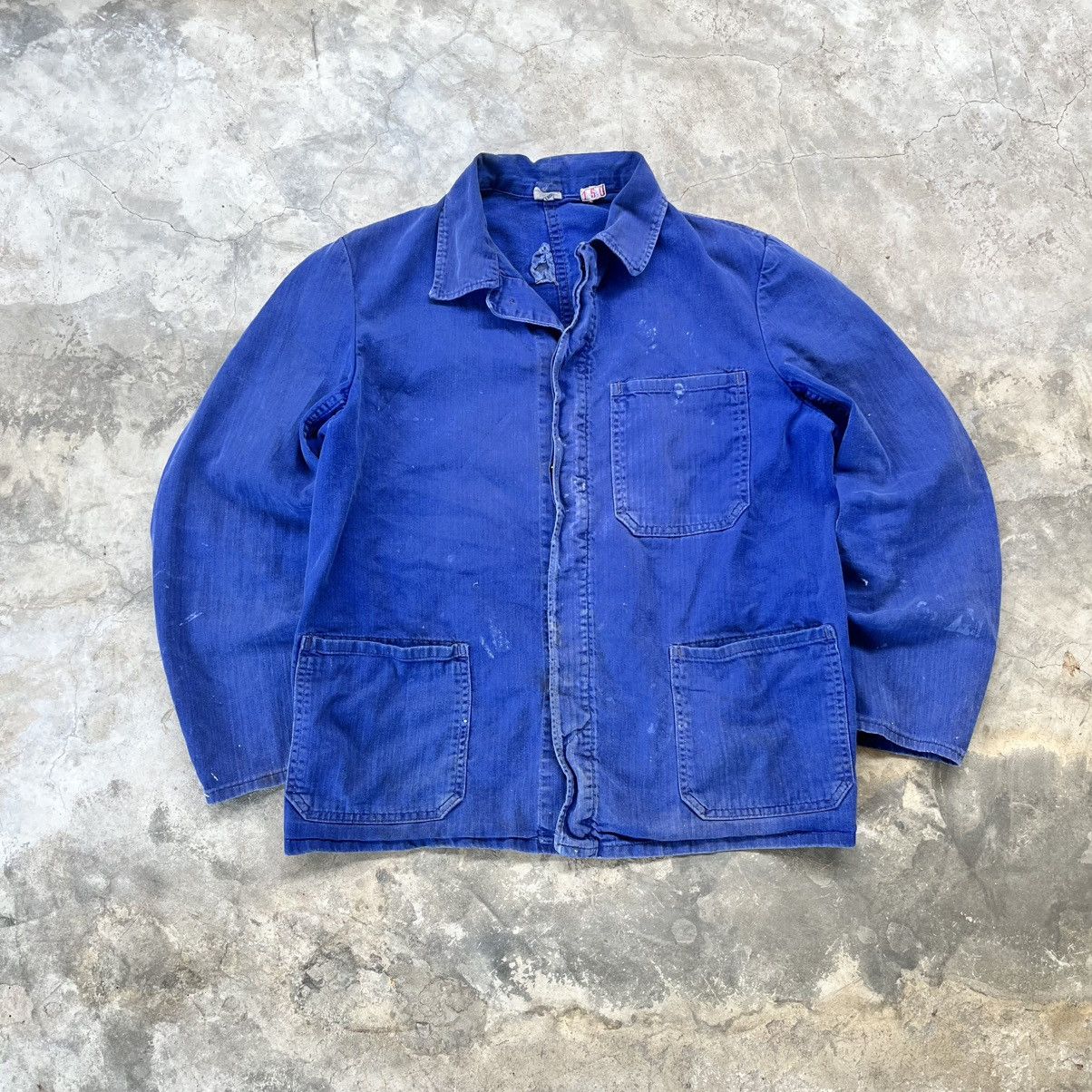 Vintage 1970s HBT French work jacket Size US S / EU 44-46 / 1 - 1 Thumbnail