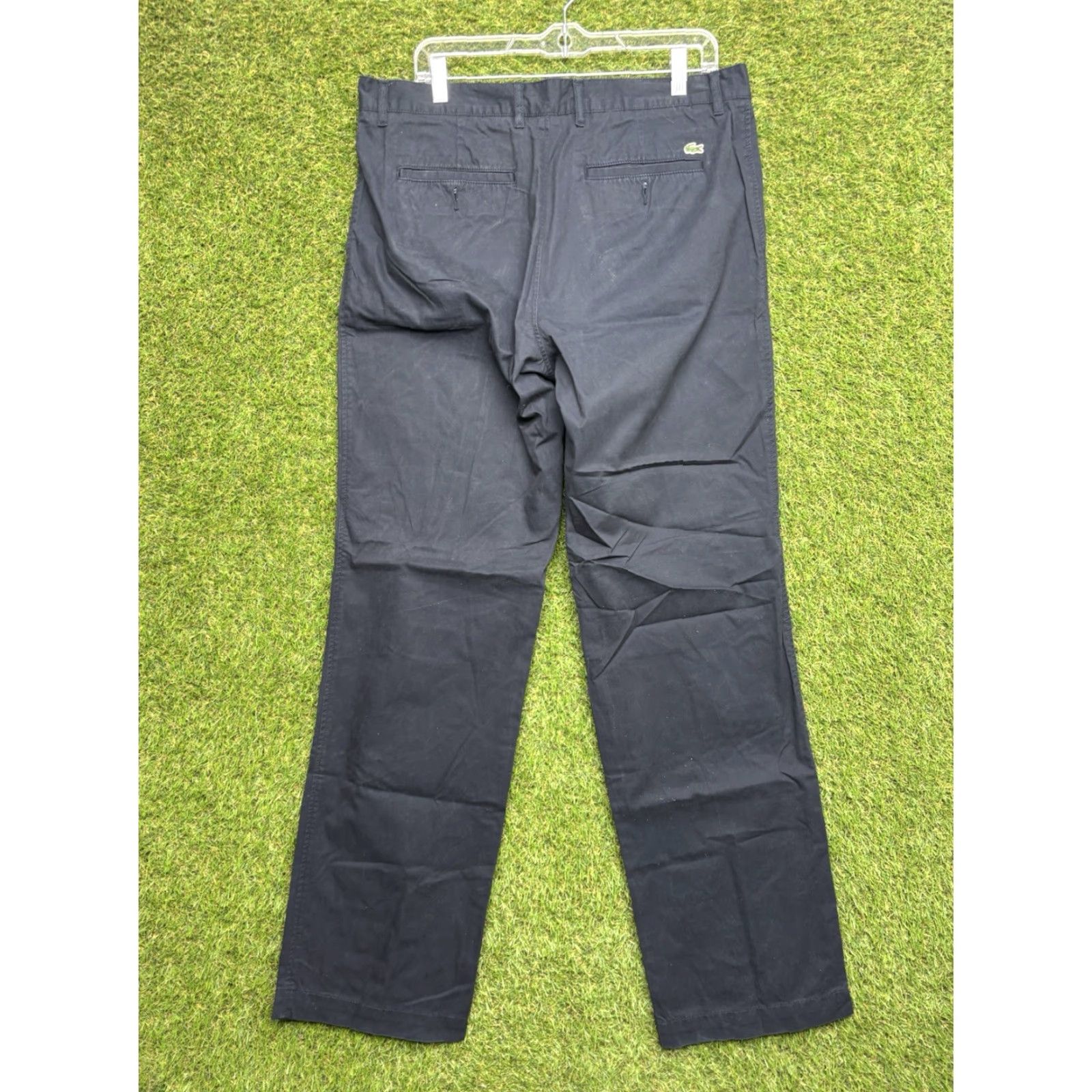 Lacoste Lacoste Slim Pants Mens 34 Blue Cotton Blend Dress Pants Mid Rise 34x33 Slim Fit Logo Preppy Size US 34 / EU 50 - 2 Thumbnail