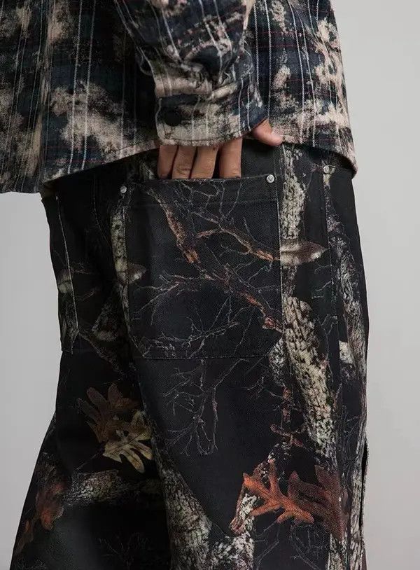 VIBE Vintage leaf camouflage logging studded trousers Size US 32 / EU 48 - 3 Thumbnail