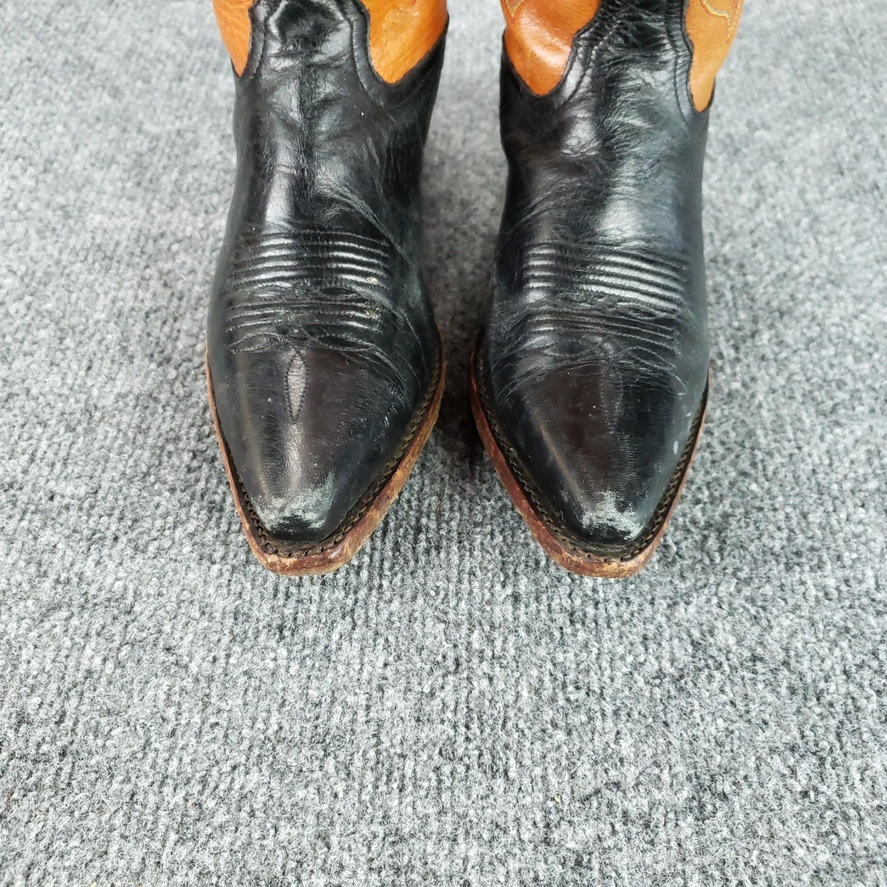 Tony Lama Tony Lama Boots Womens Western Cowboy Leather Pointed Toe Size 6.5 B Black Tan Boots Size US 6.5 / IT 36.5 - 3 Thumbnail