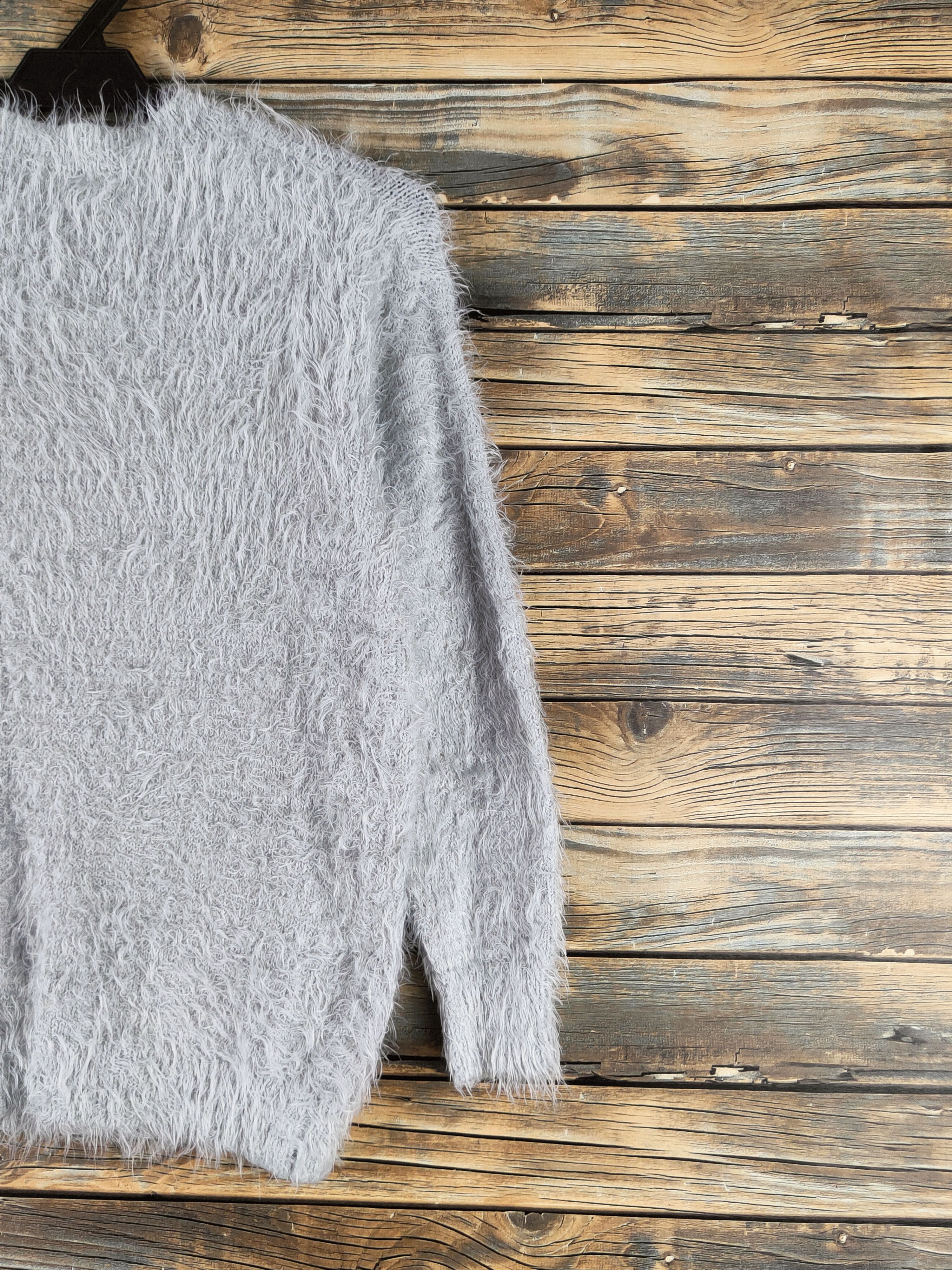 Japanese Brand DL Shoo La Rue Gray Fur Mohair Knitwear #46-521 Size S / US 4 / IT 40 - 9 Thumbnail