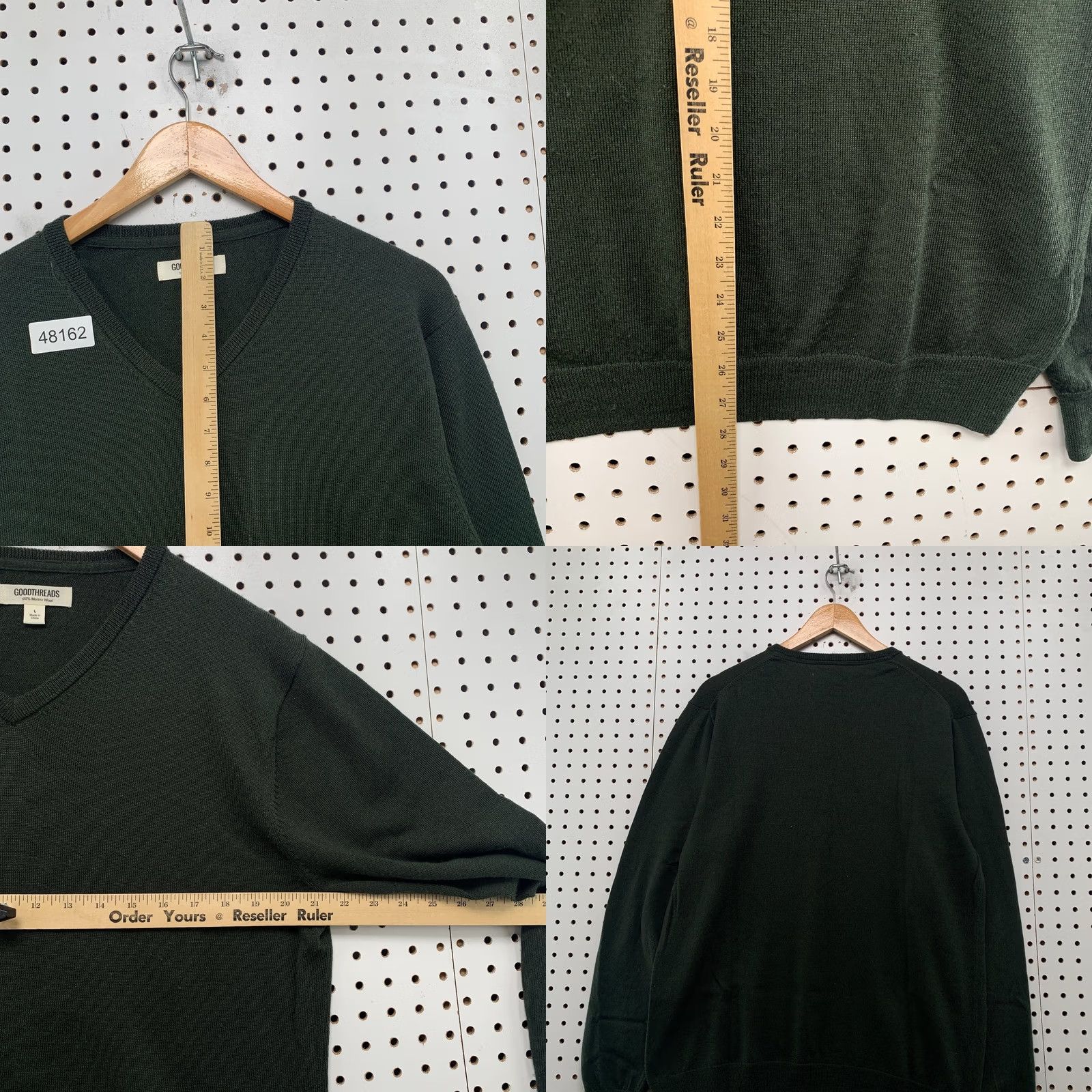 Vintage Goodthreads Merino Wool Sweater Men Large Green V-Neck Preppy Business Work Shirt Size US L / EU 52-54 / 3 - 8 Thumbnail